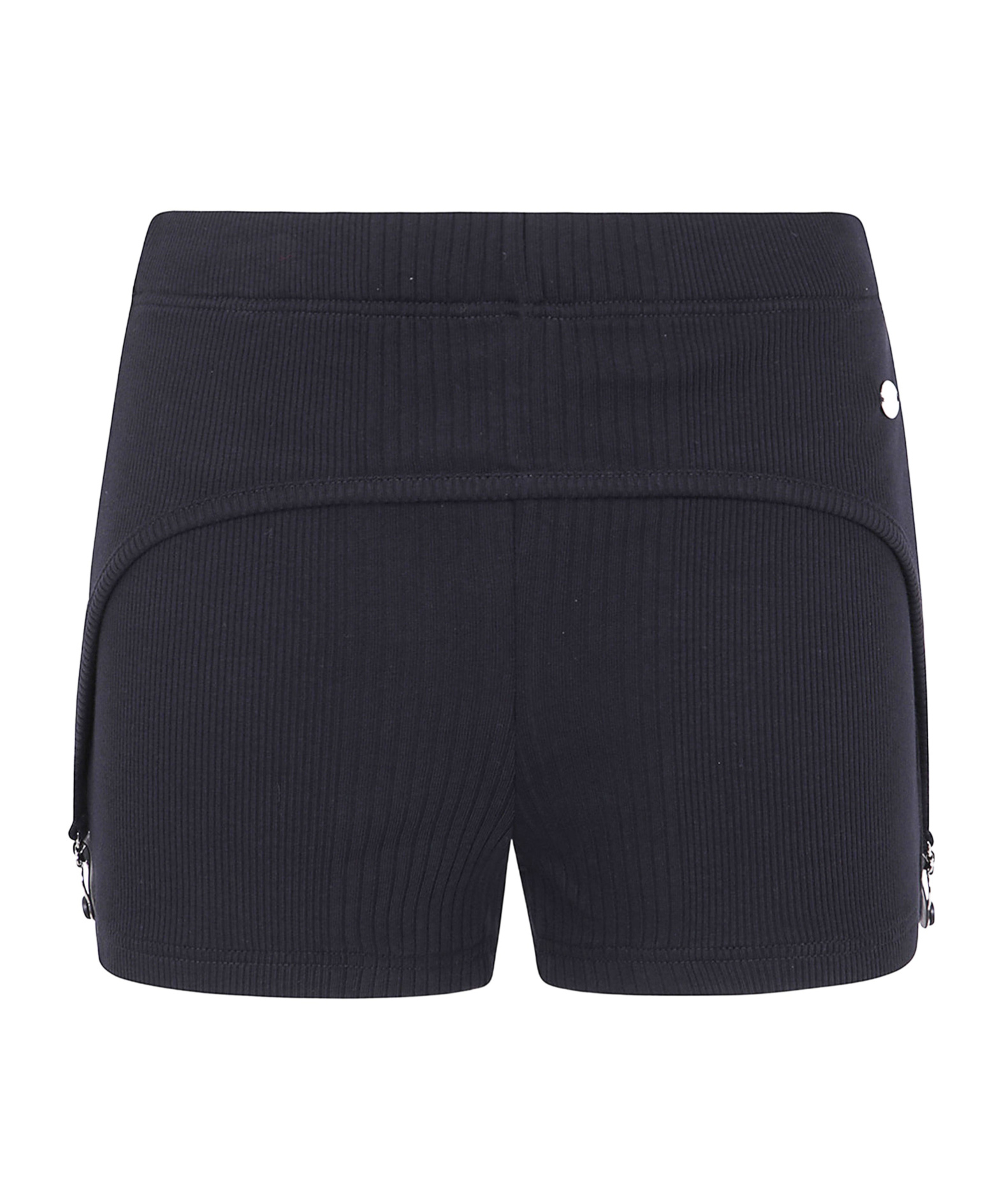 Jean Paul Gaultier Cotton Ribbed Mini Short With Lingerie Garter Clothing In Black
