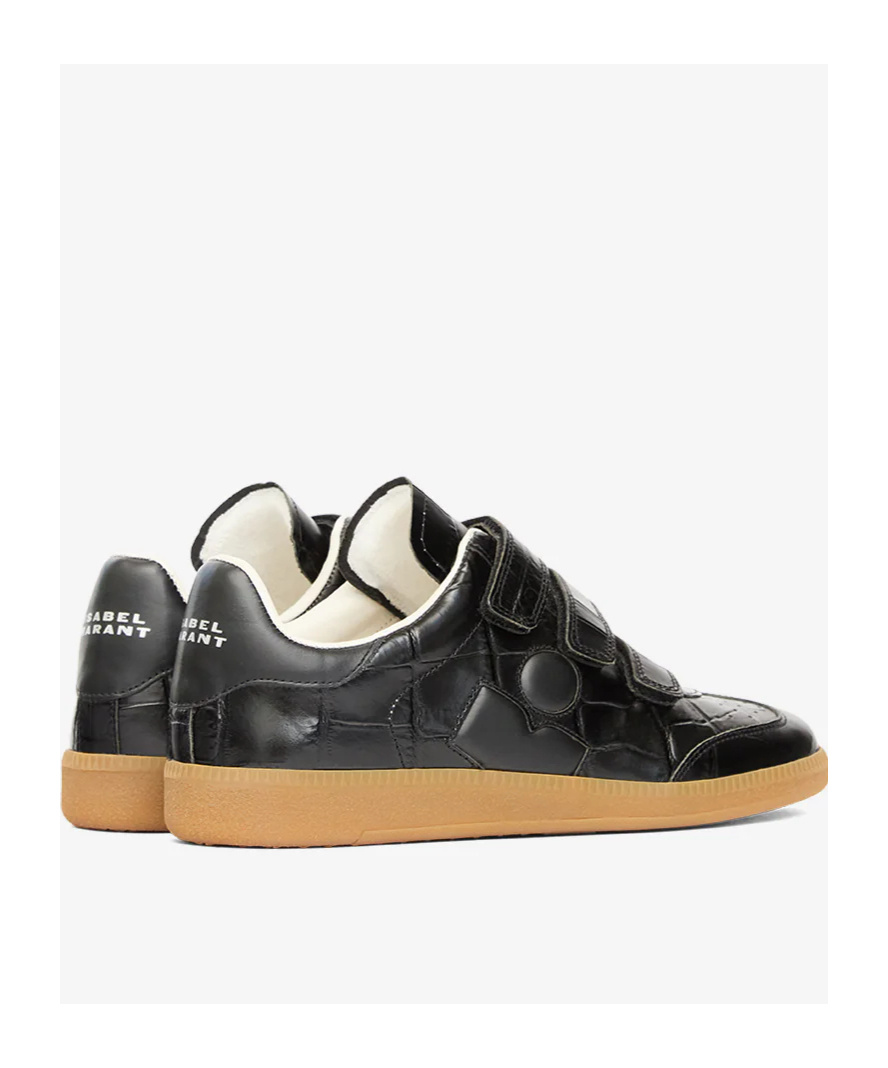 Isabel Marant Beth Croc-effect Leather Sneakers In Black