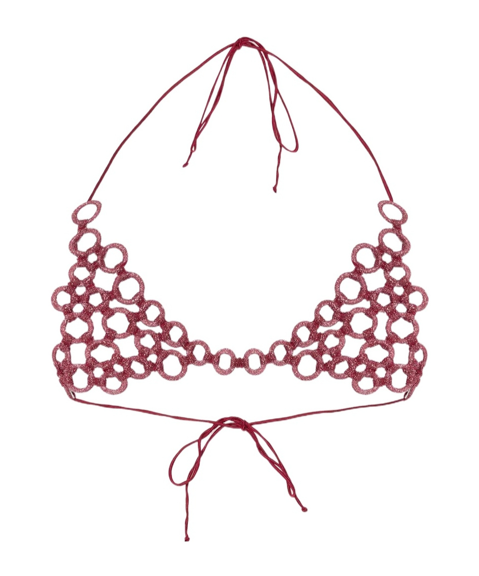 Oseree Circular Detail Bralette Top In Pink