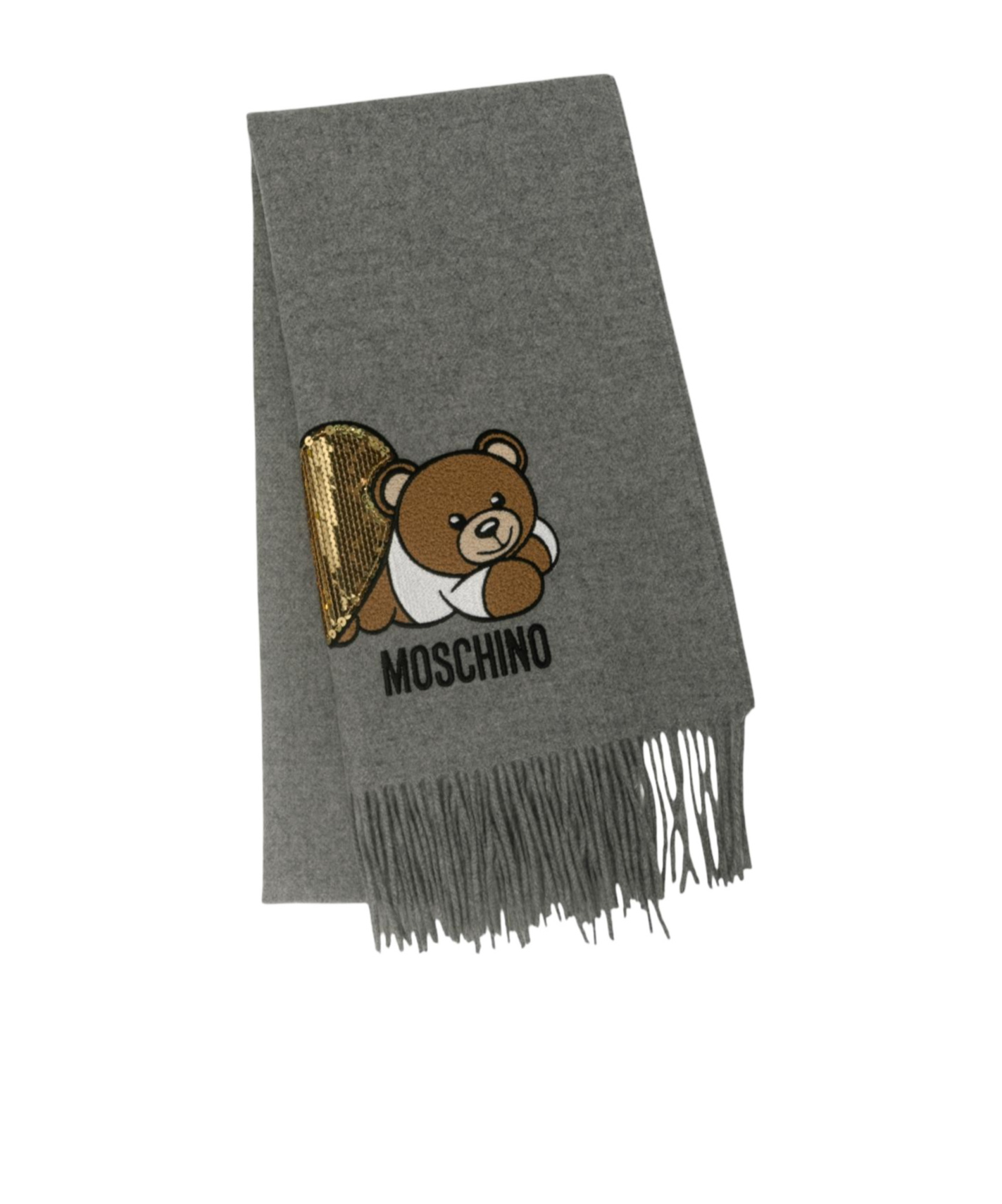 Moschino Fringed Scarf In Gray