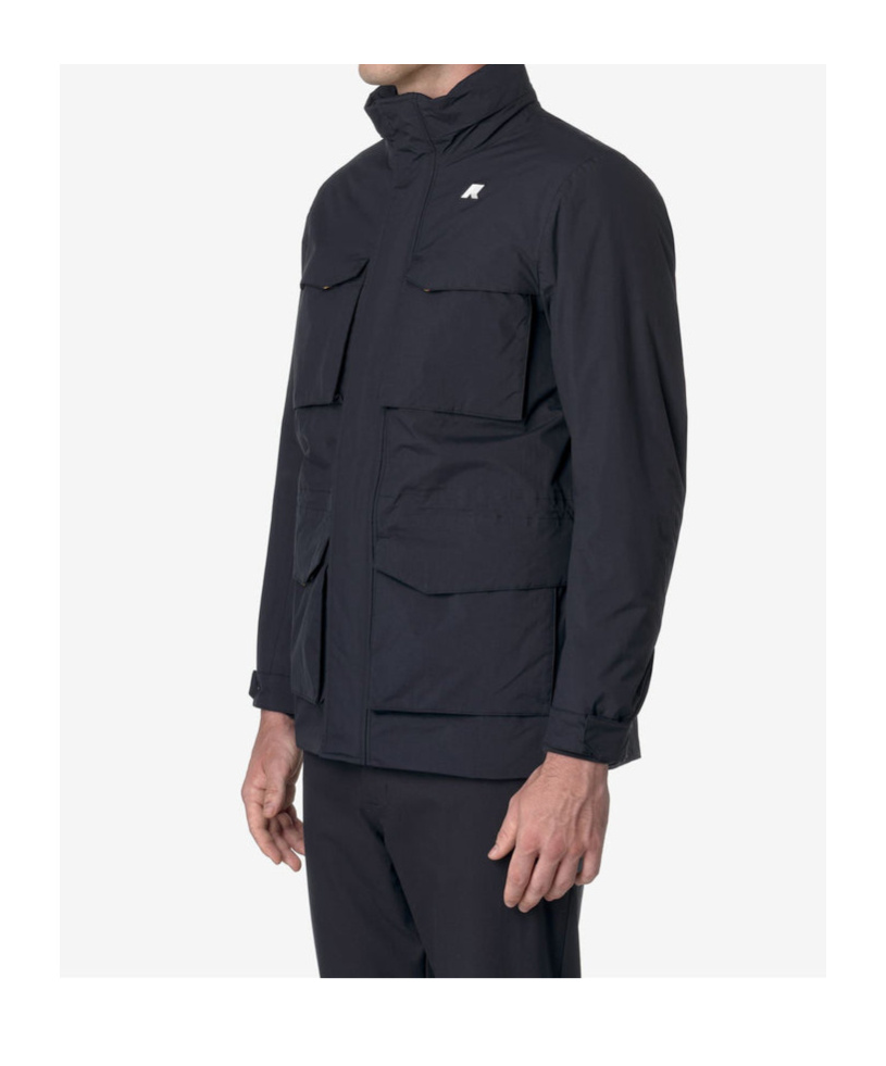 K-way Four Pocket High Collar Jacket In Black