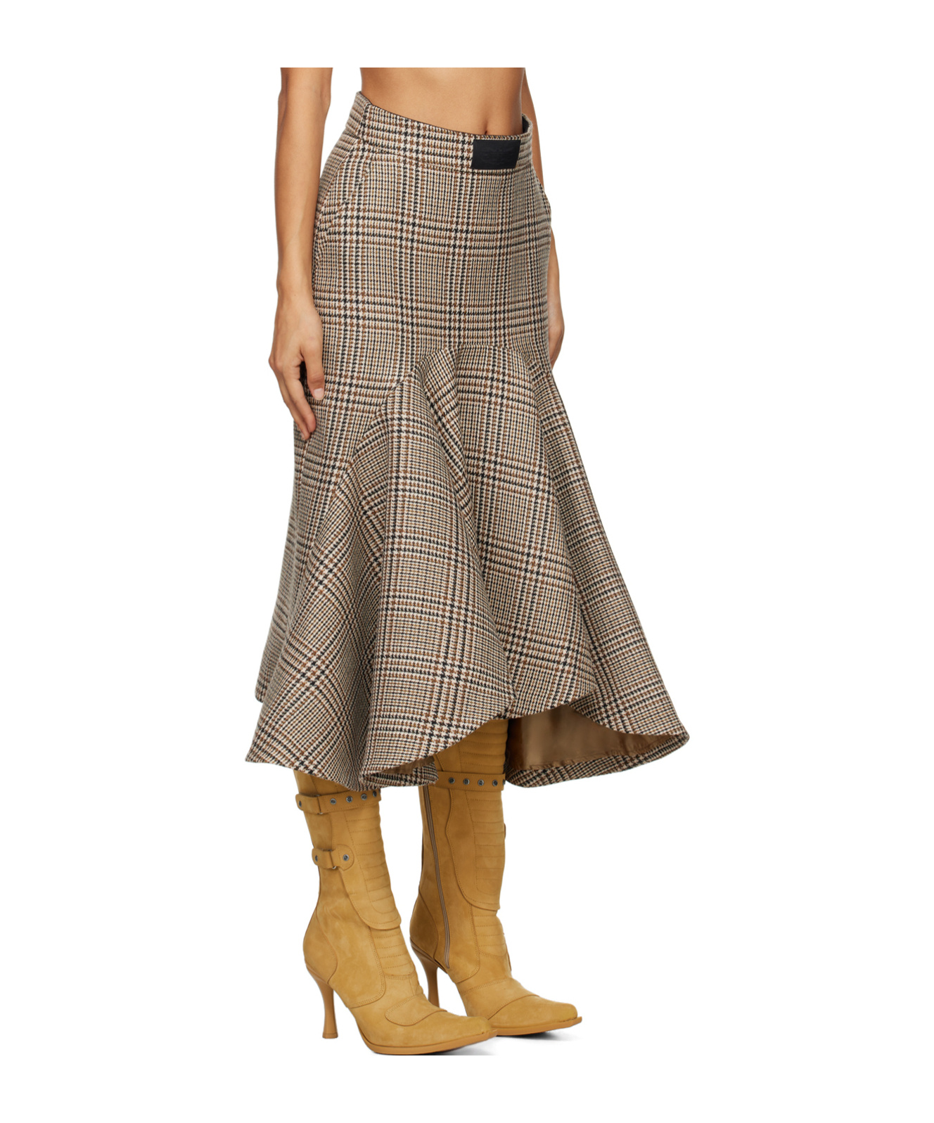 Vetements Beigh Godet Midi Skirt In Nude