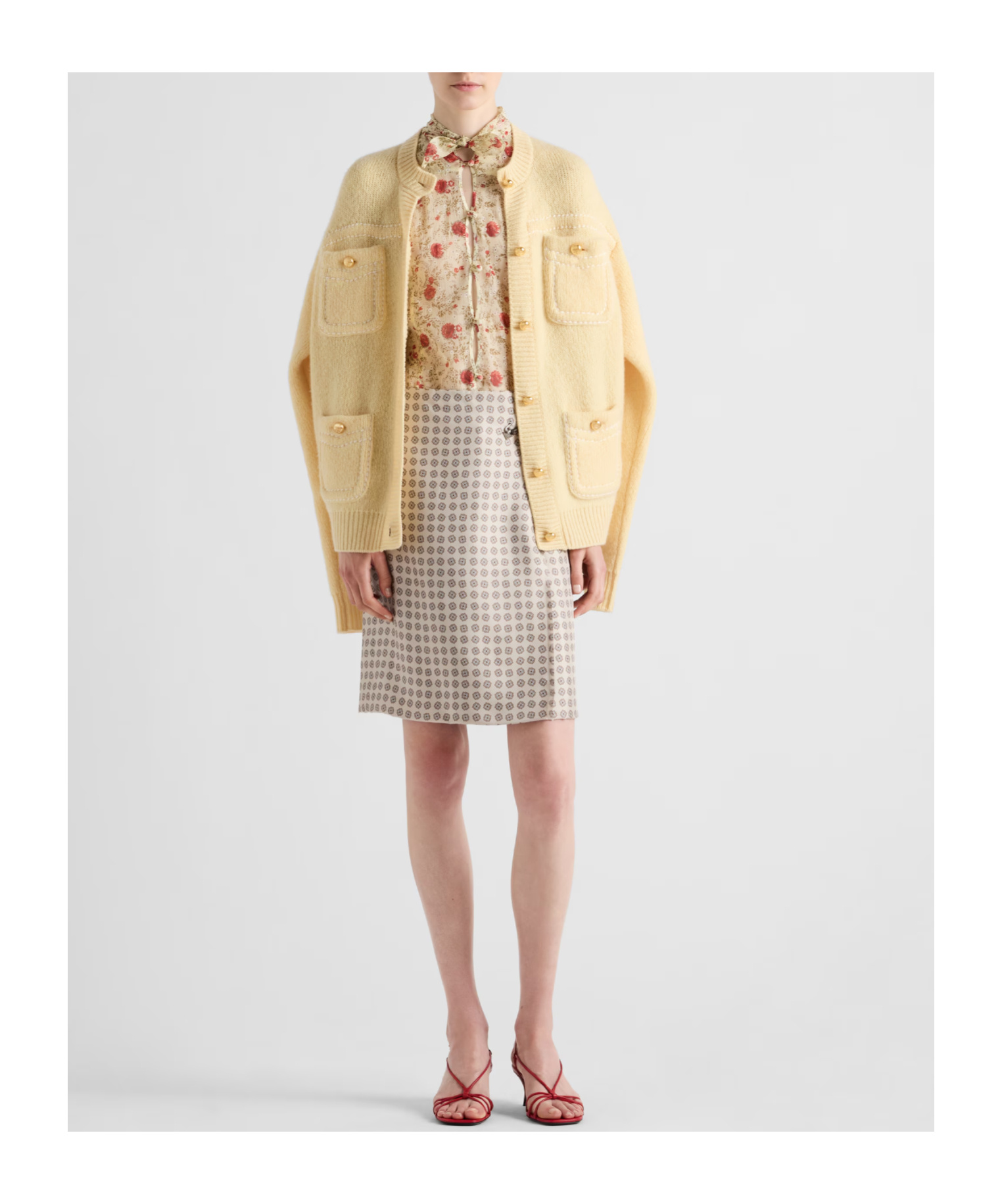 Prada Multiple-pockets Cashmere Cardigan In Nude