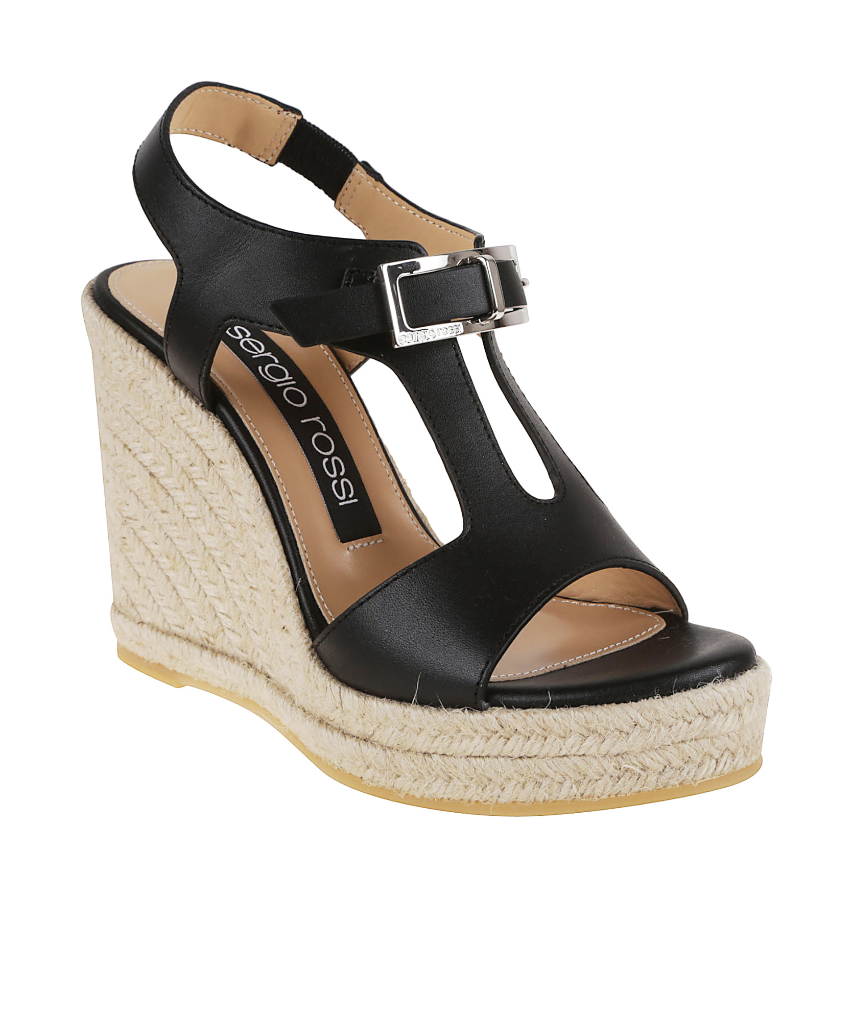 Shop Sergio Rossi Nora Espadrille Wedge Sandals In Black