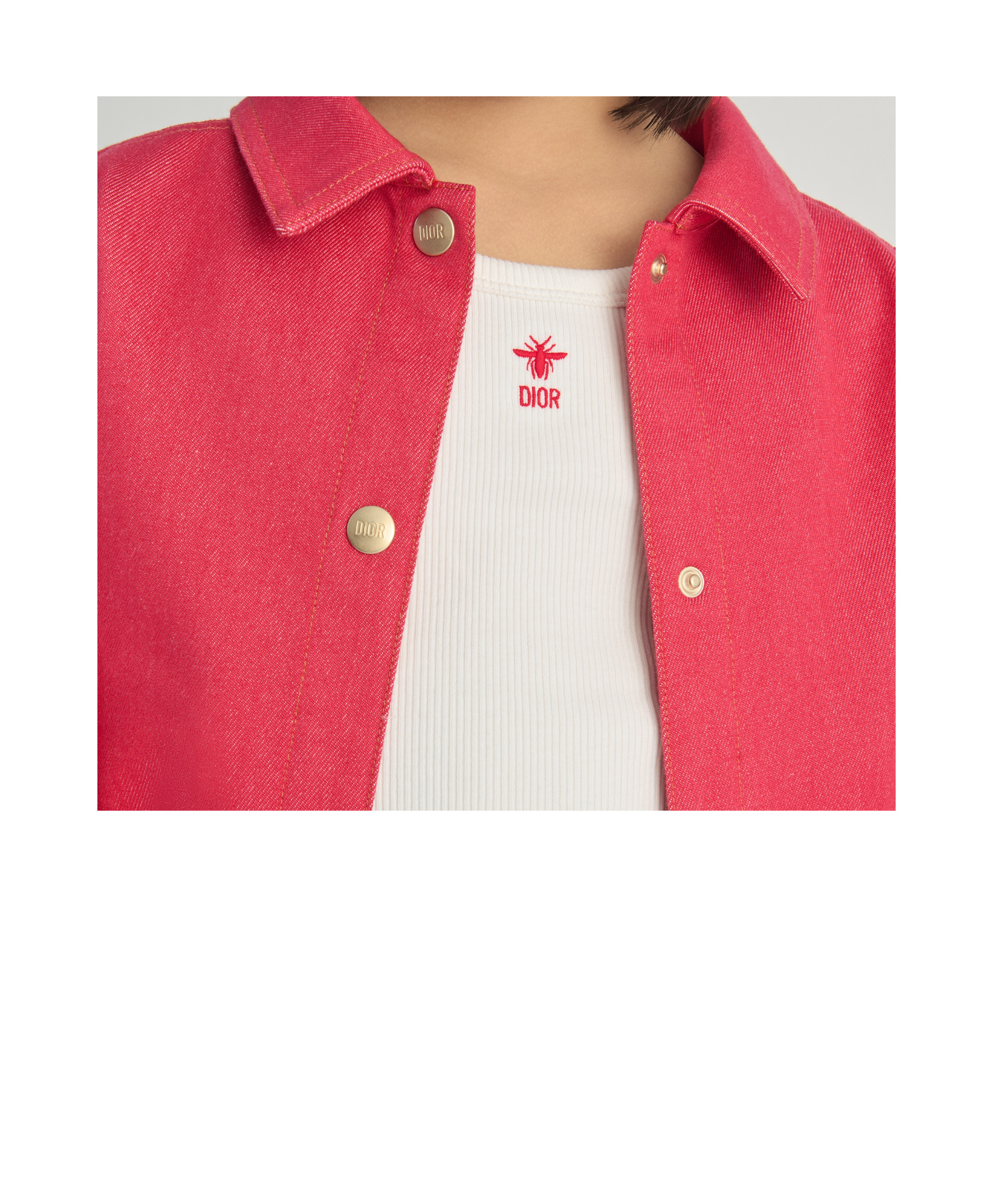 Dior Kids' Jacket In Stone Washed Raspberry Red