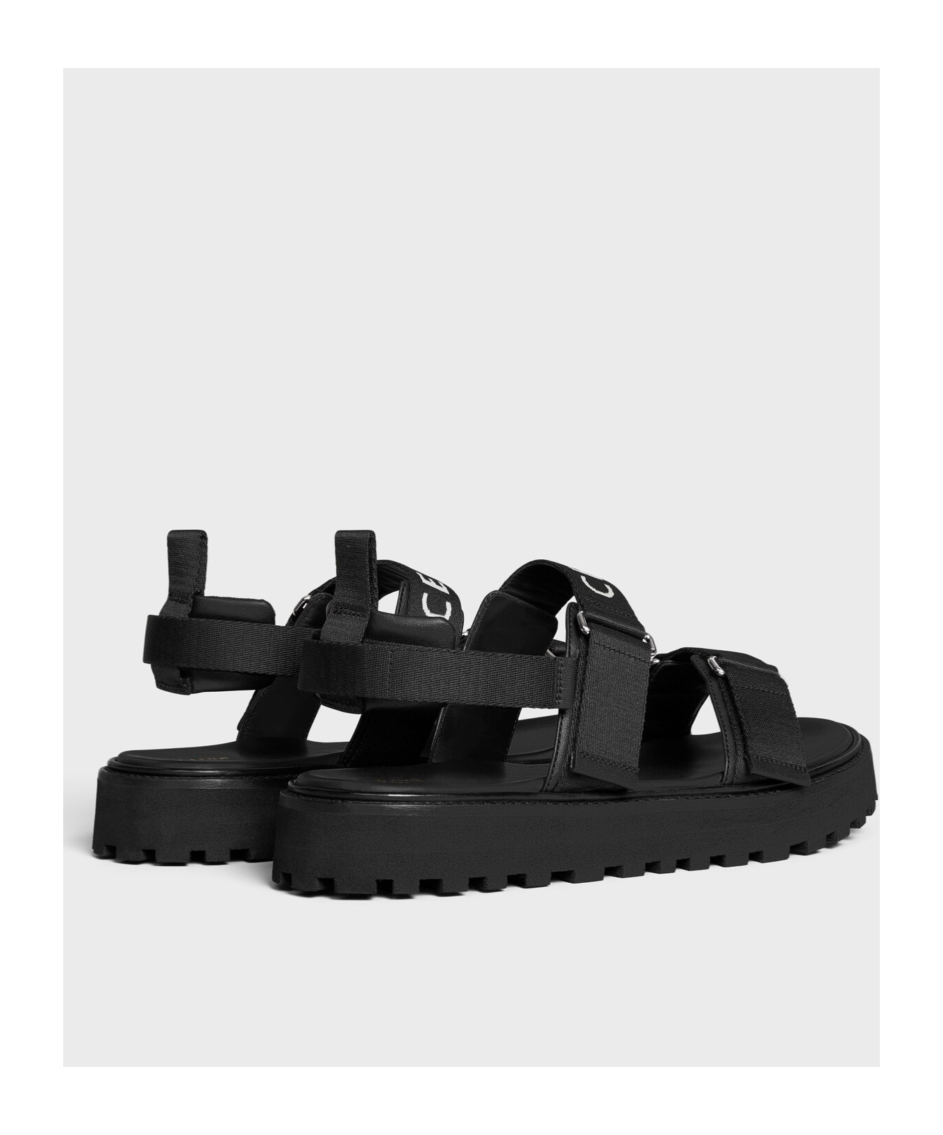 Celine Toe Flat Sole Buckle Detailing Sandals In Black