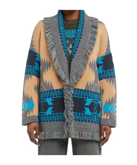 Alanui Shawl Collar Knit Cardigan With Fringe In Multi