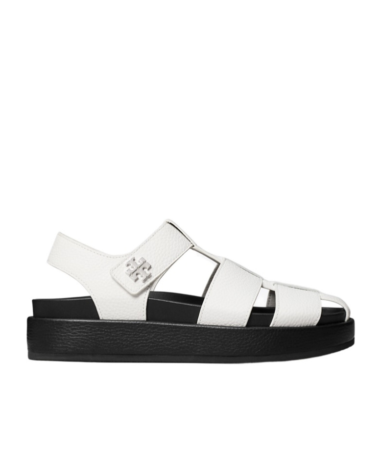 Tory Burch Kira Leather Sport Fisherman Sandals In White