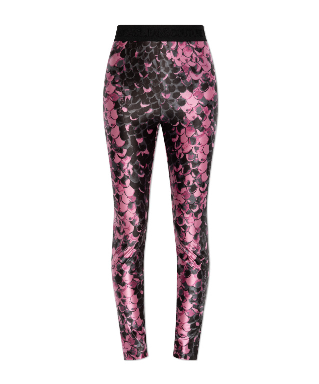 Versace Jeans Printed Leggings In Black