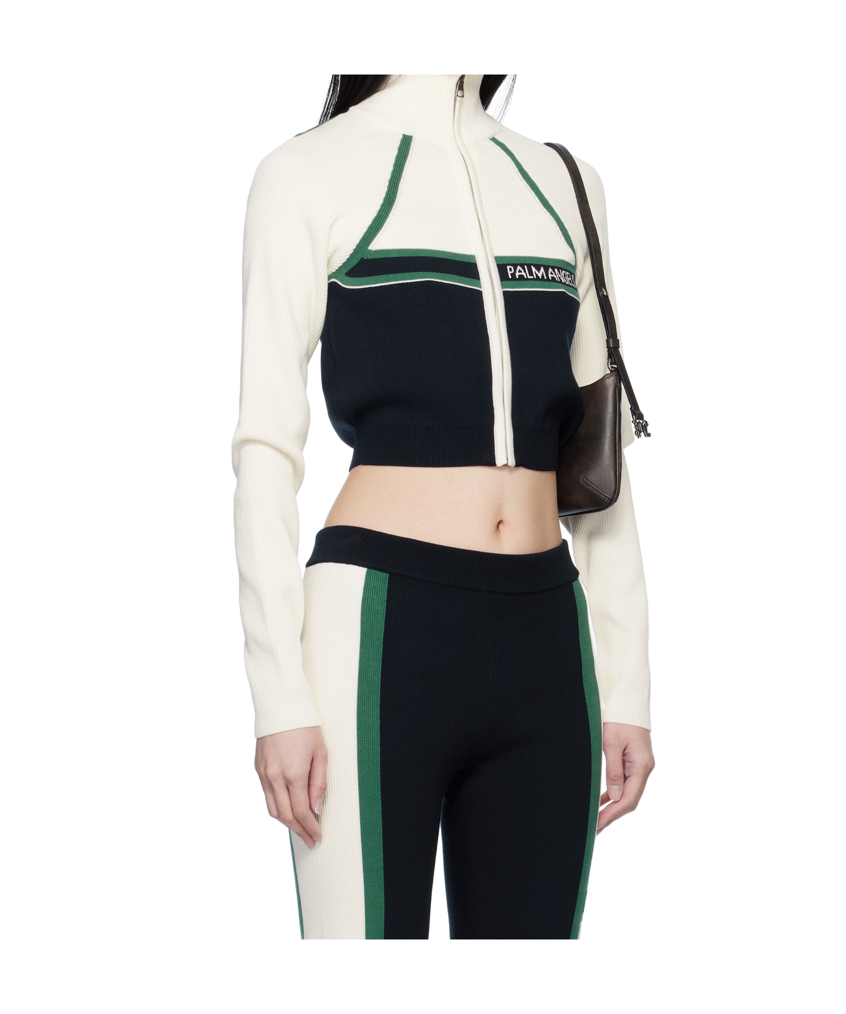 Palm Angels Long Sleeve Cropped Jacket In Black