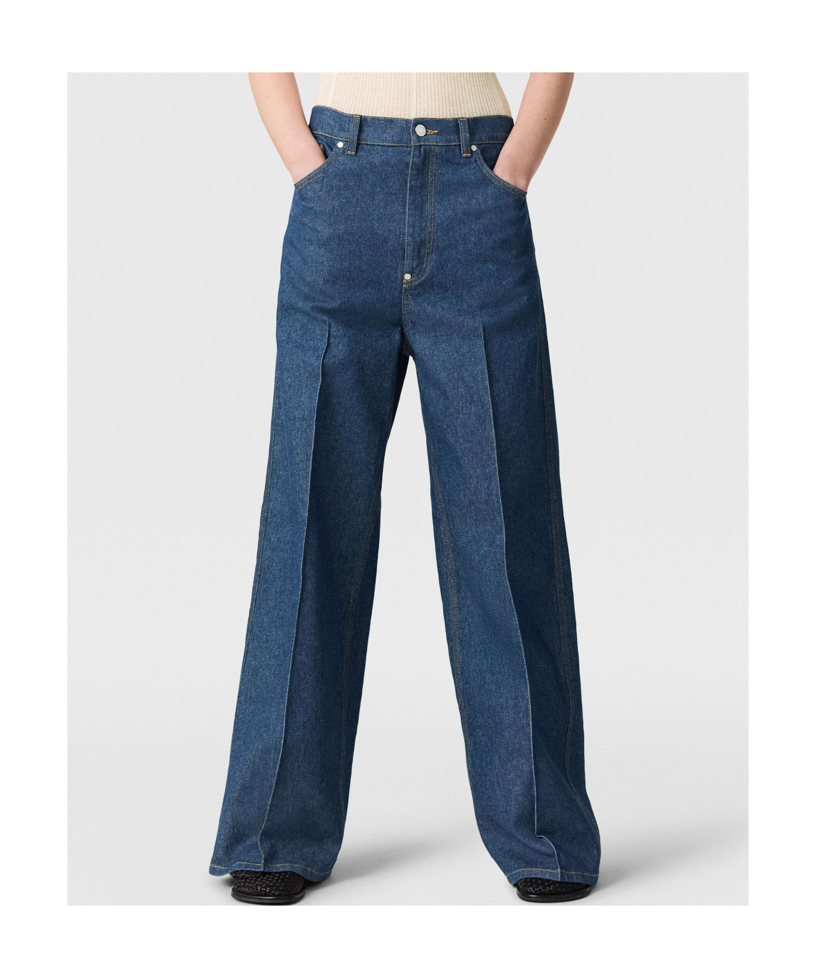 Stella Mccartney Centre-pleat Denim Tailored Trousers In Blue