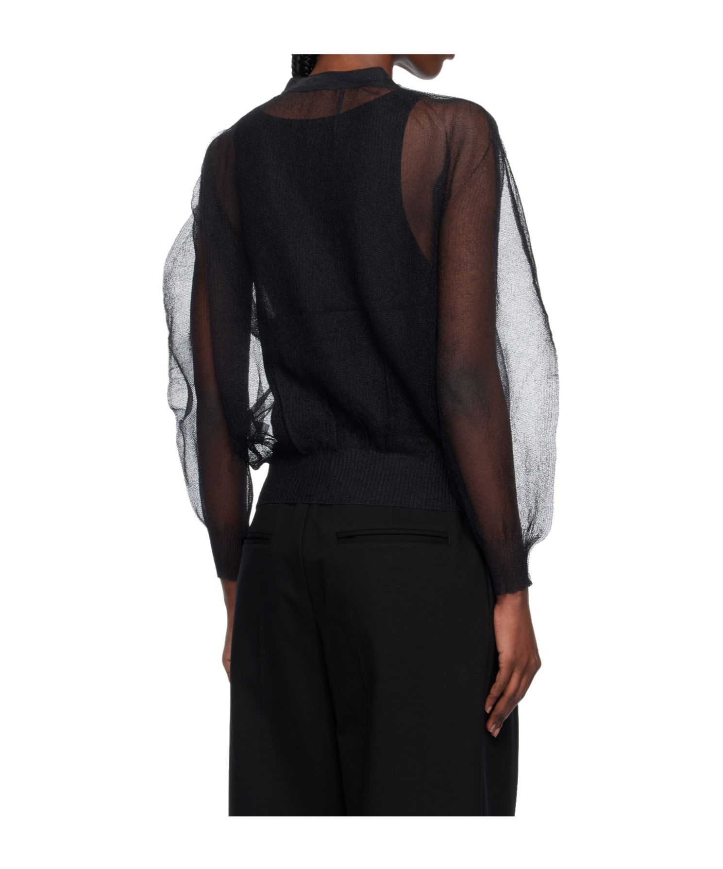 Issey Miyake Sheer Knit Nylon Cardigan In Black