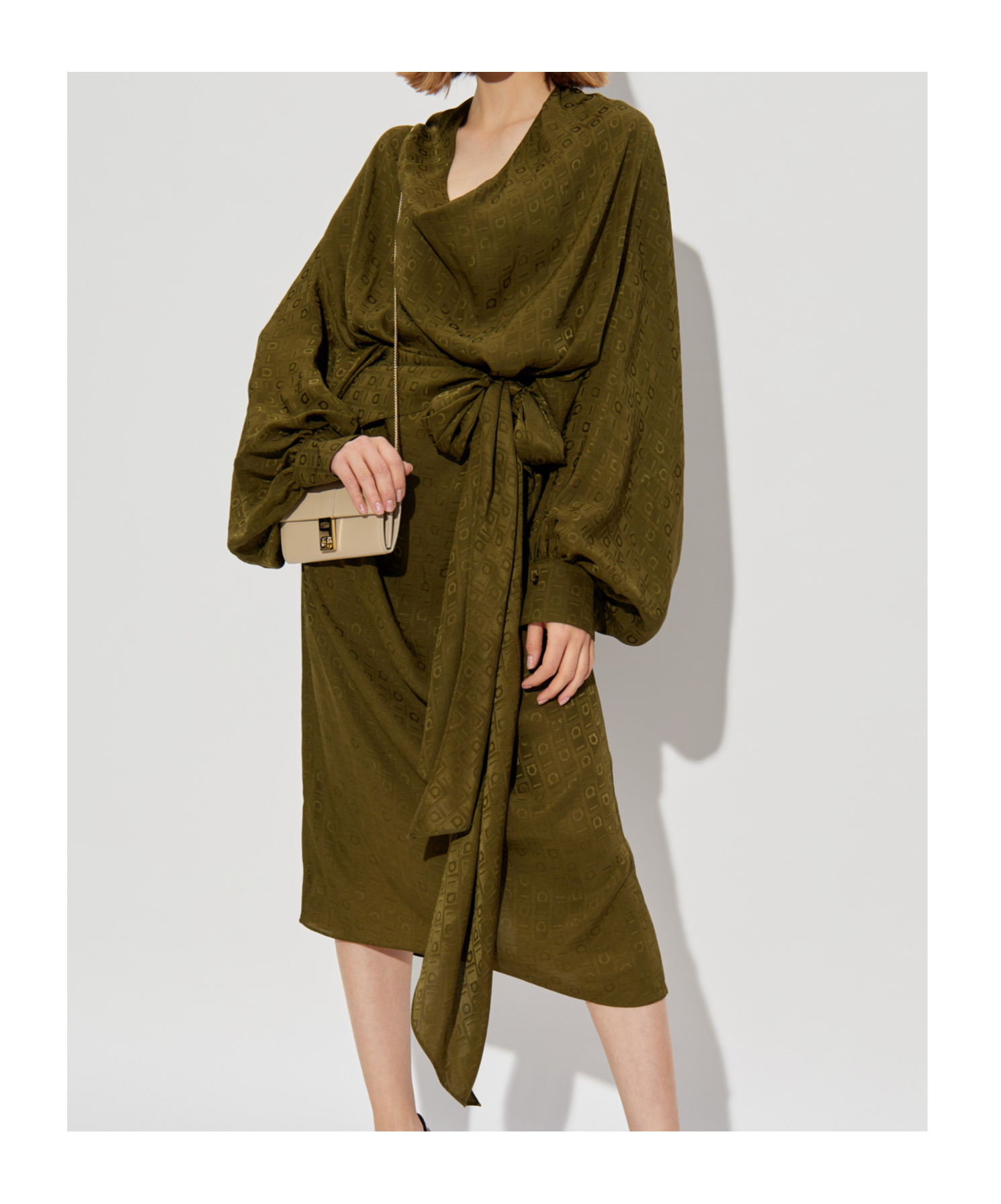 Ferragamo Long-sleeved Dress In Brown