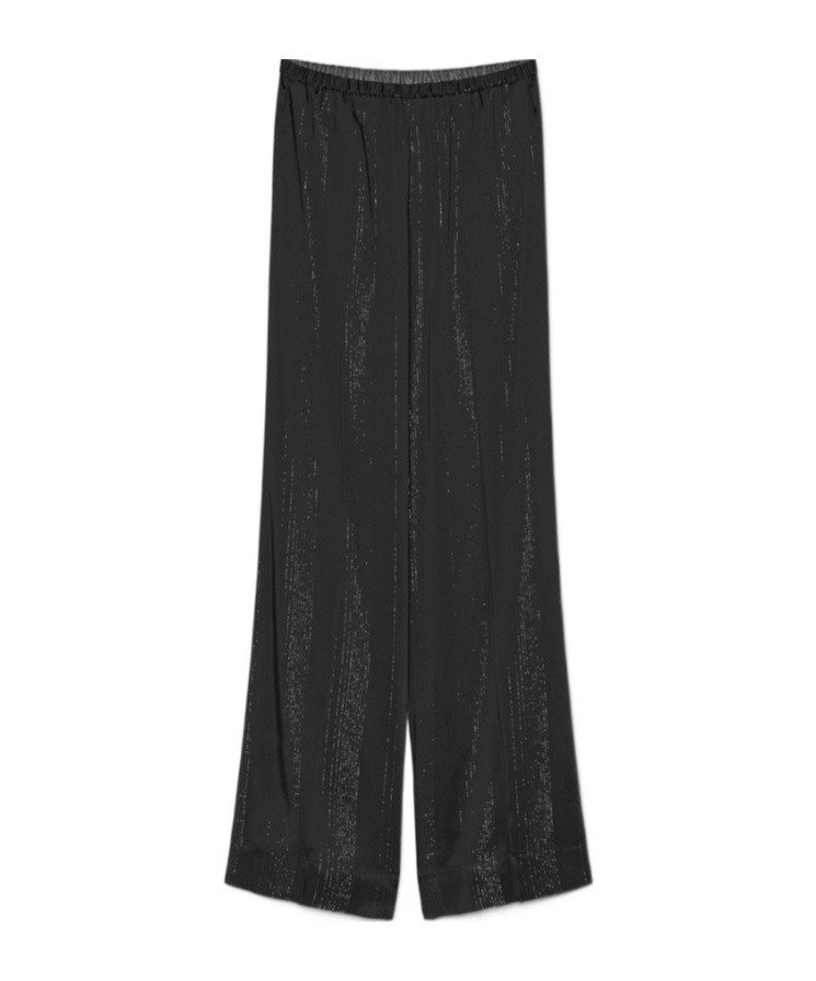 Forte Forte Trousers In Silver Pinstriped Satin In Black