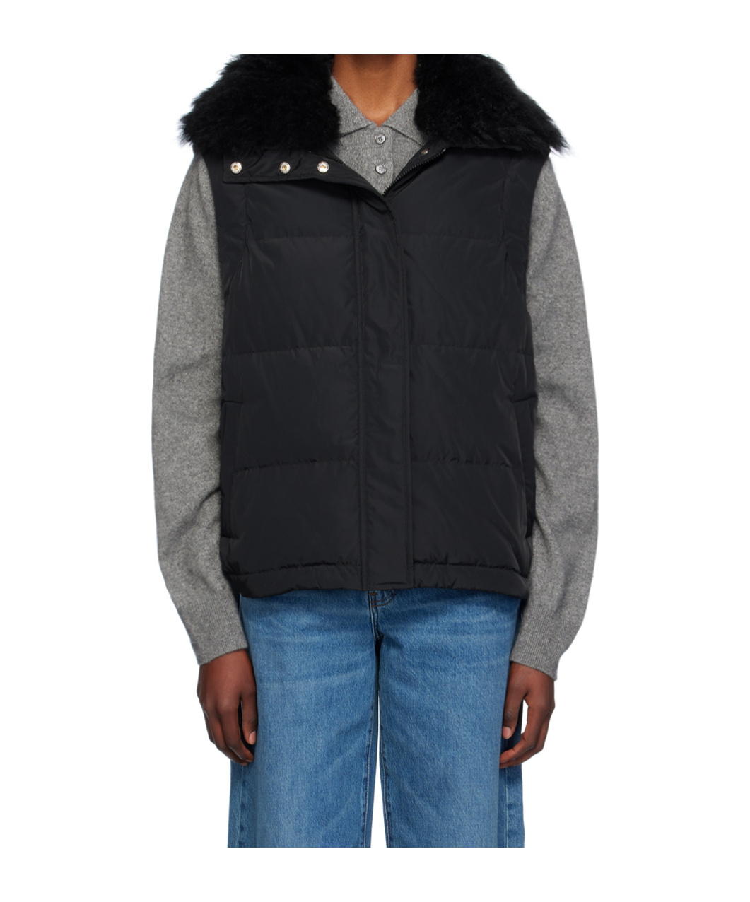 Shop Yves Salomon Quilted Zipper Down Jacket In Black