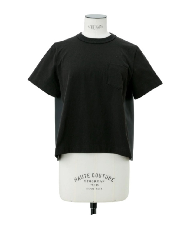 Sacai Nylon Twill X Cotton Jersey T-shirt In Black