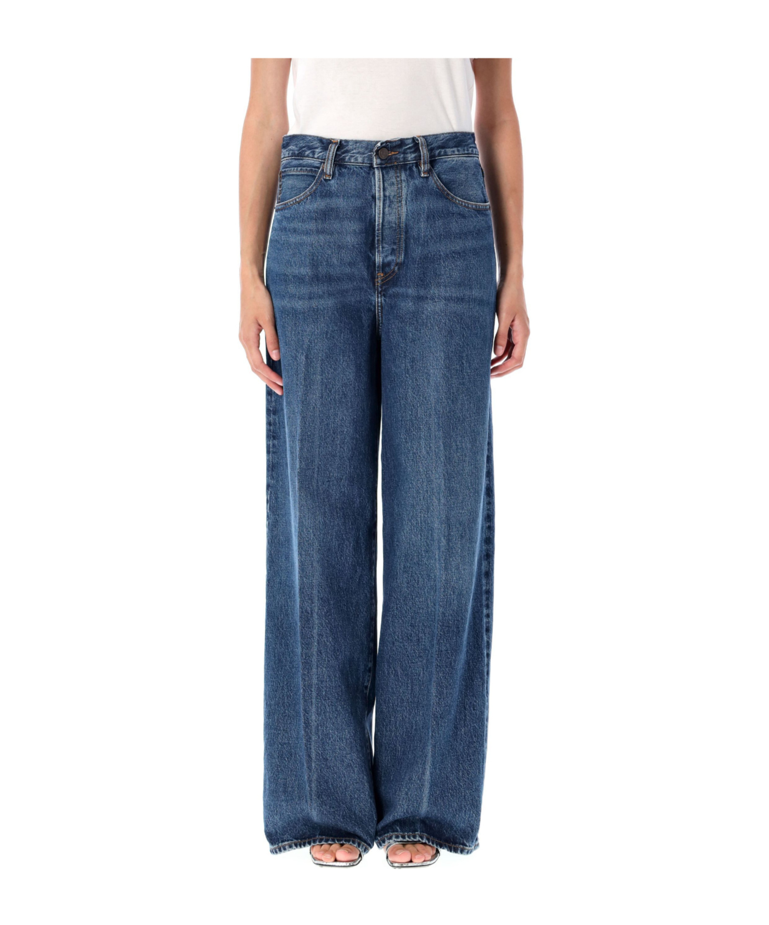 Frame High-rise Wide-leg Jeans In Blue