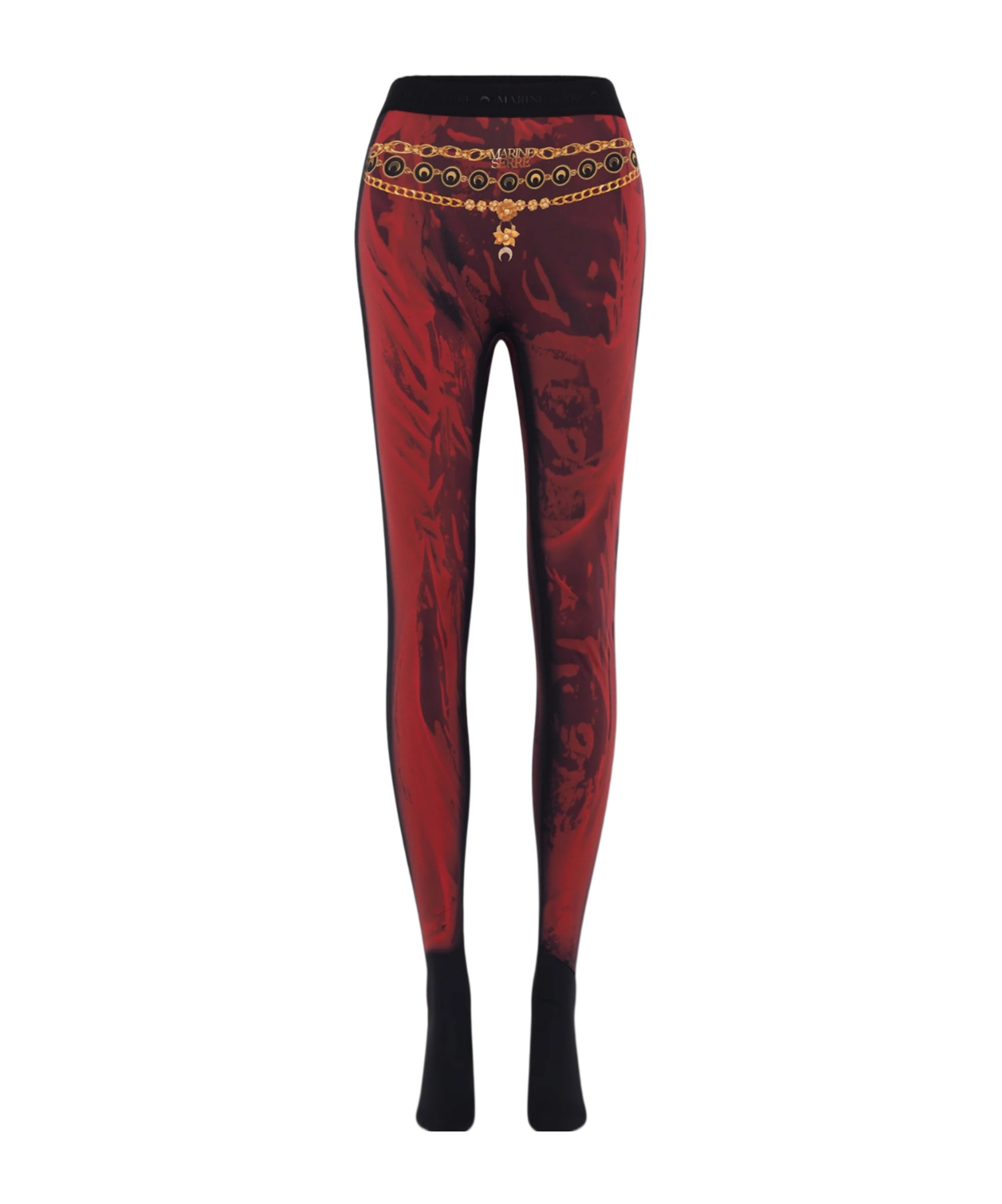 Marine Serre Printed Jersey Leggings In Red