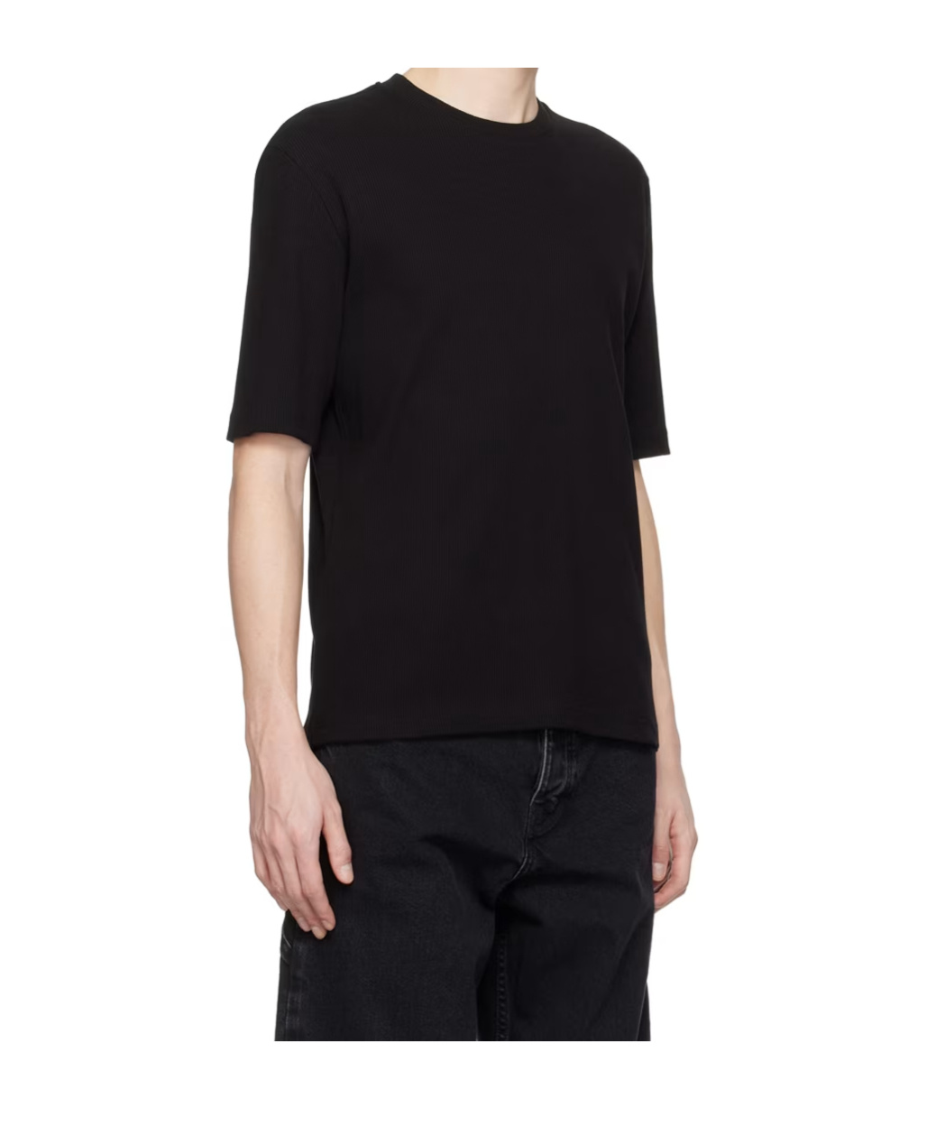 Filippa K Black Rib T-shirt In Black