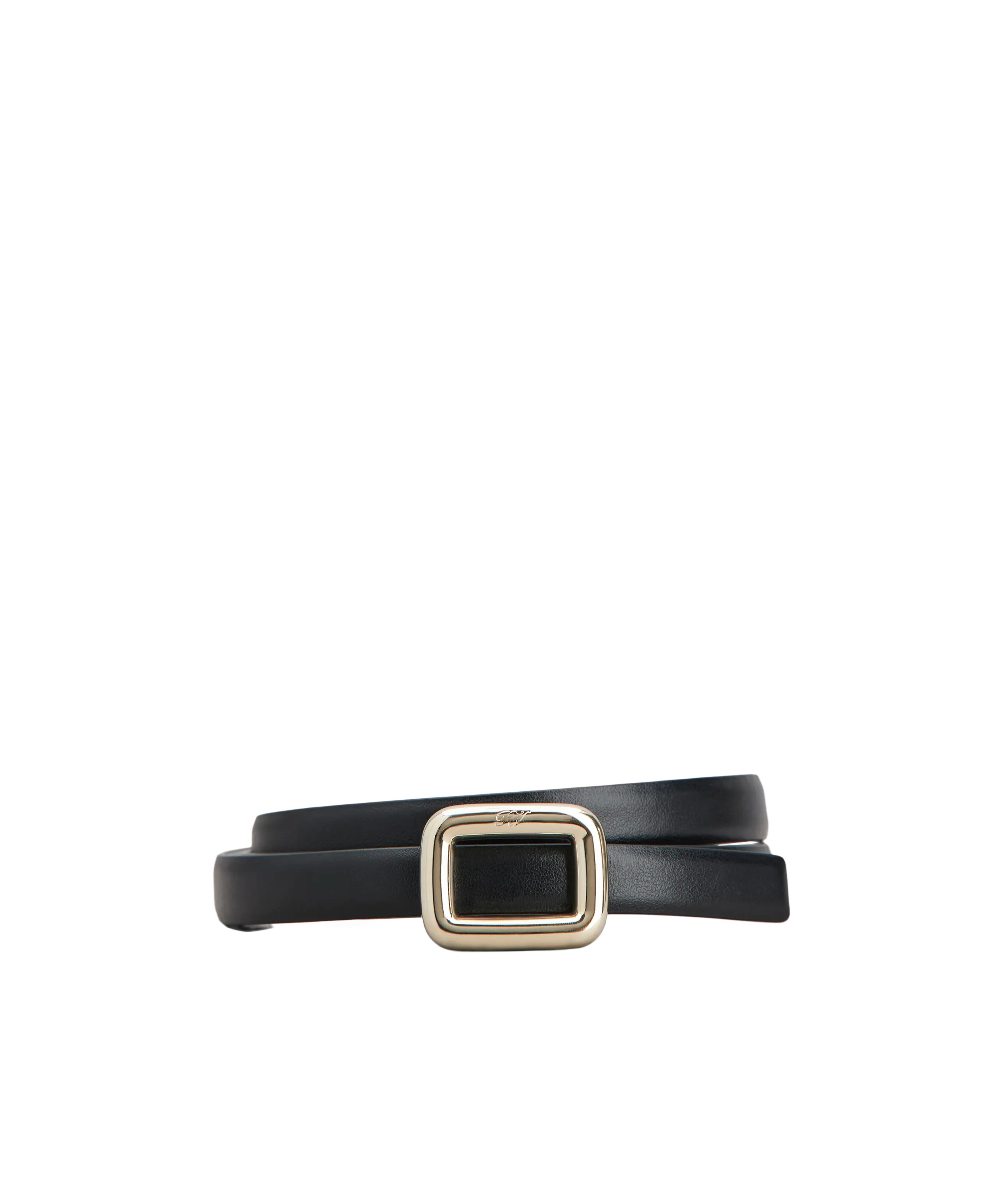 Roger Vivier Viv' Choc Metal Buckle Belt In Leather In Black
