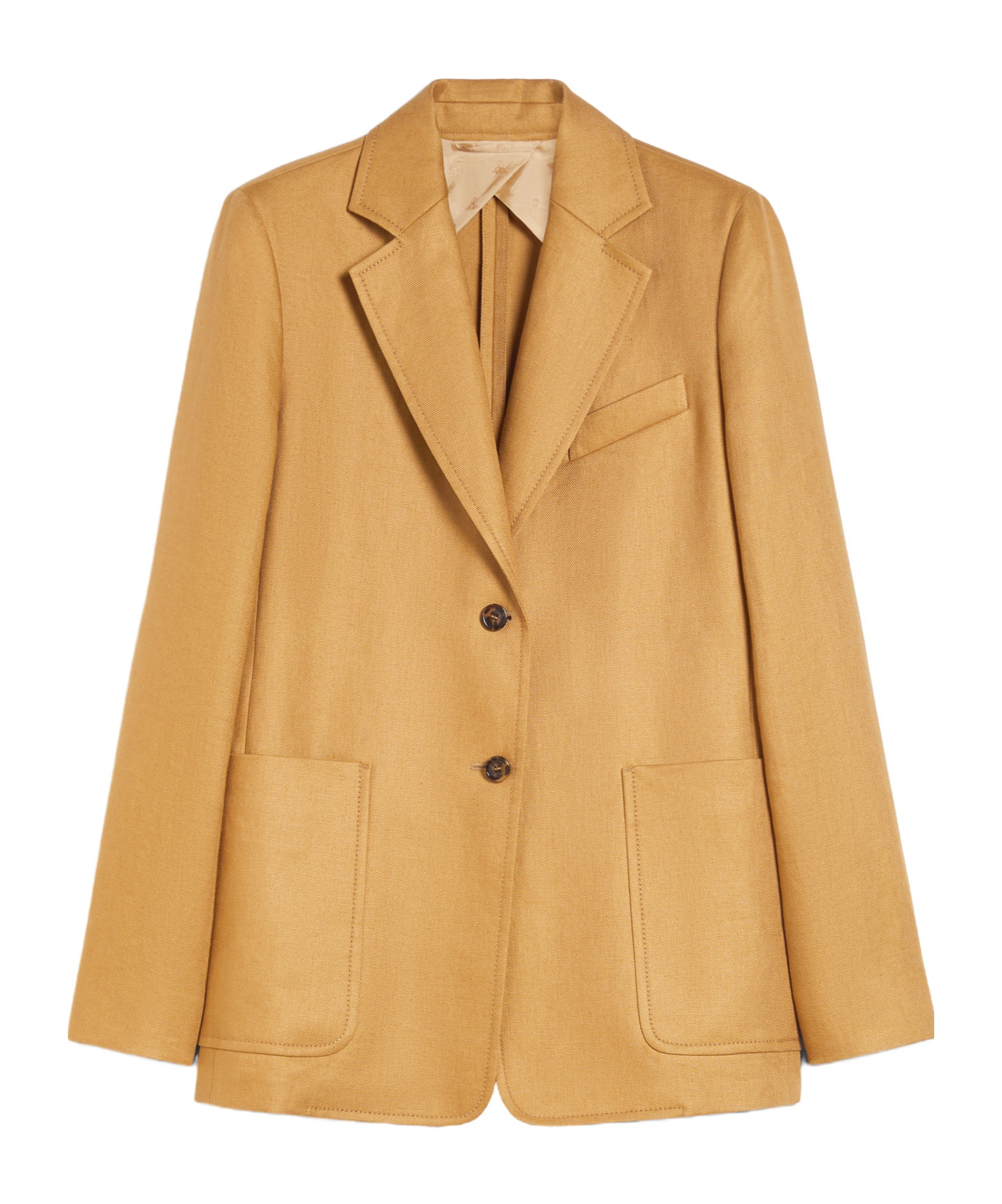 Shop Max Mara Single-breasted Linen Blazer In Caramel Color