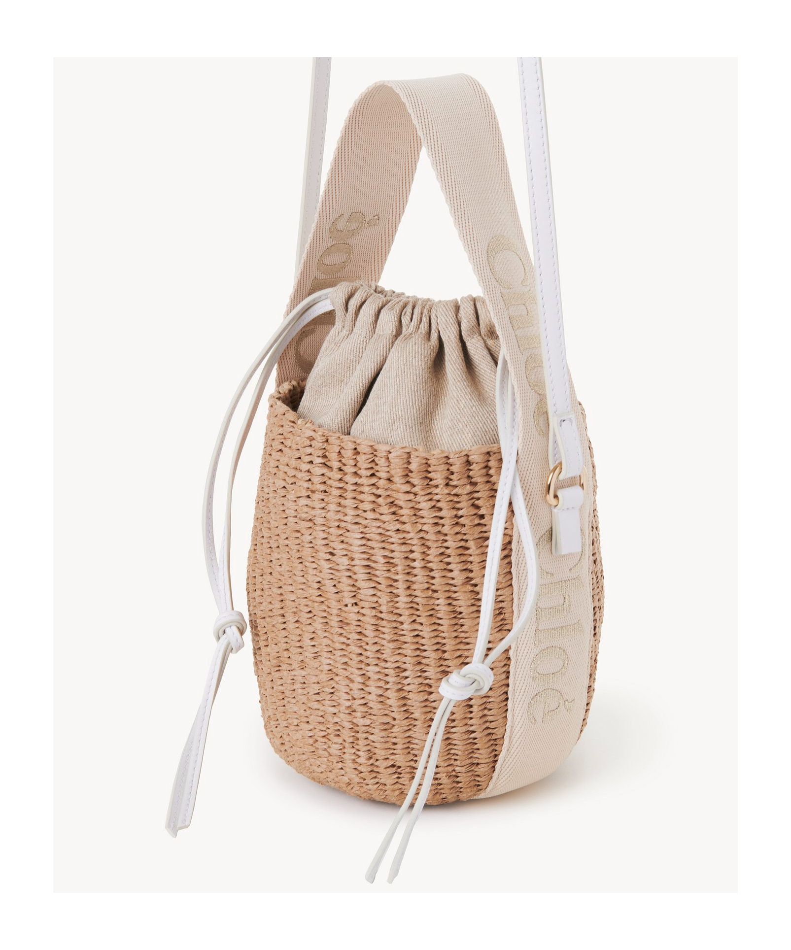 Chloé Woven Raffia Bucket Bag With Removable Strap In Nude