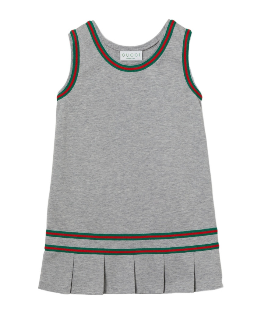 Gucci Ribbon Cotton Dress In Gray