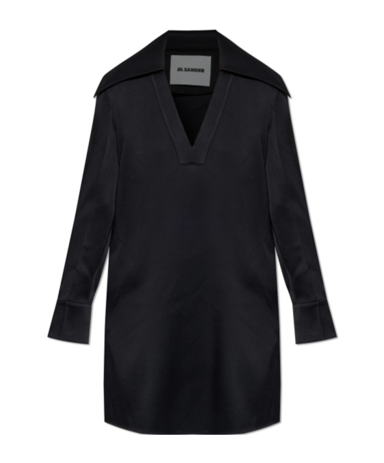 Jil Sander Oversized-collar Shirt Dress In Black