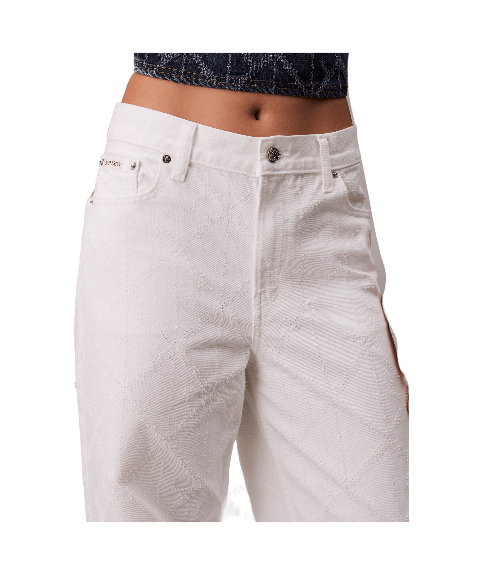 Calvin Klein Women's Baggy Jeans White In White