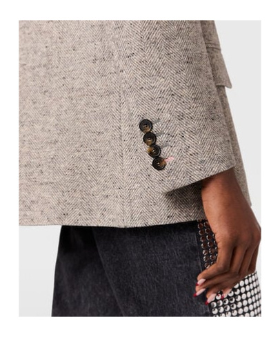 Stella Mccartney Single-breasted Herringbone Blazer In Gray