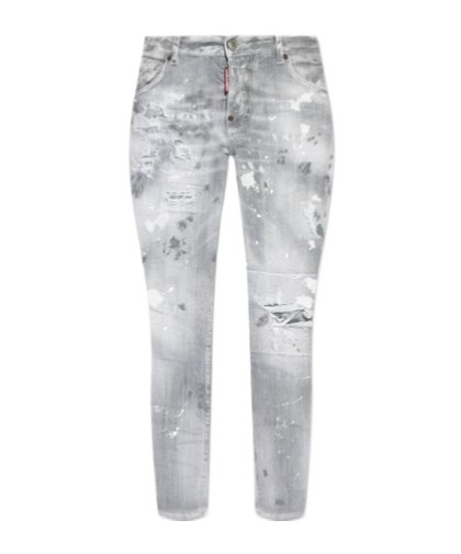 Dsquared2 Logo-patch Cotton-blend Jeans In Gray