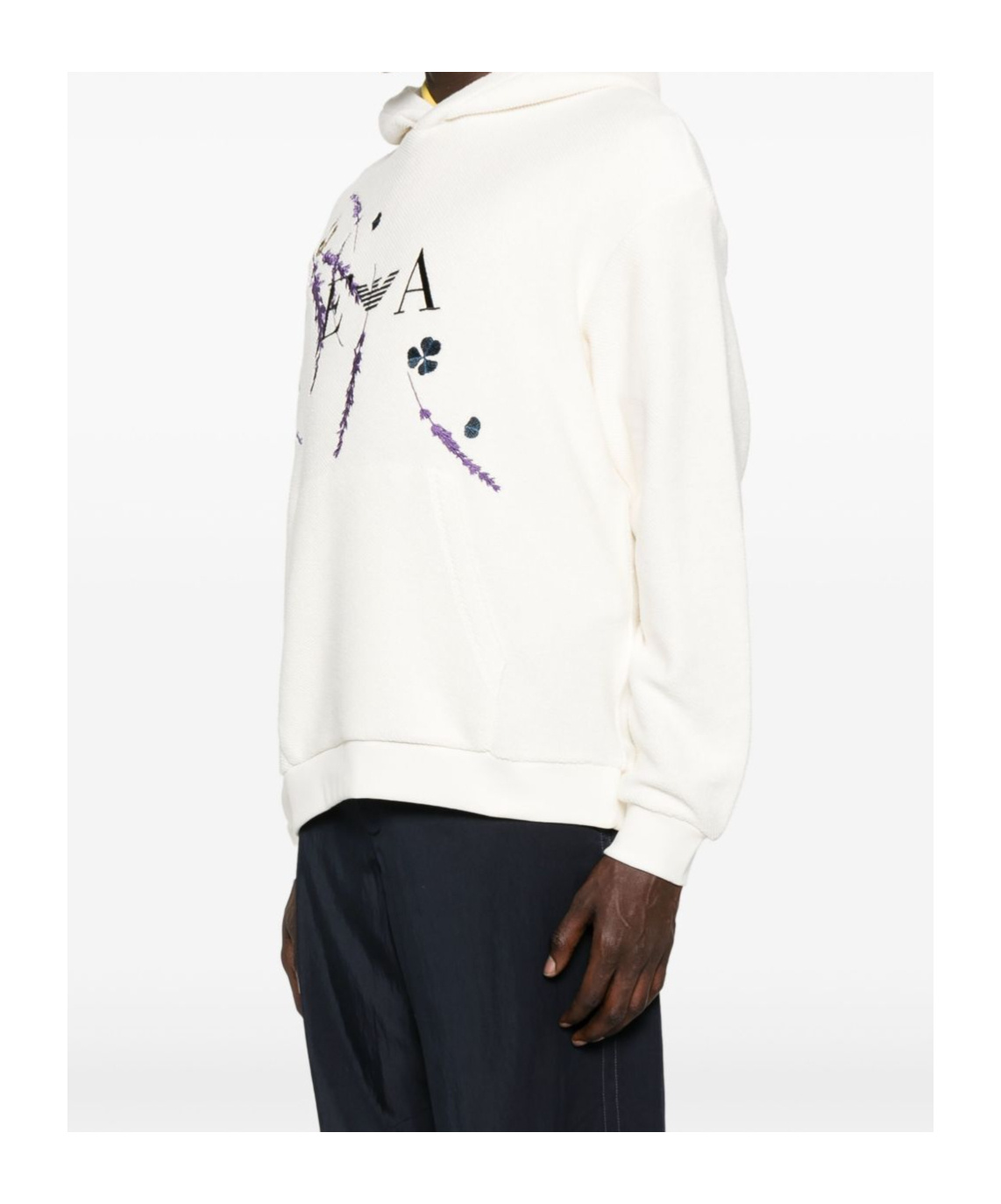 Emporio Armani Asv Jersey Hooded Sweatshirt With Floral Print And Embroidery