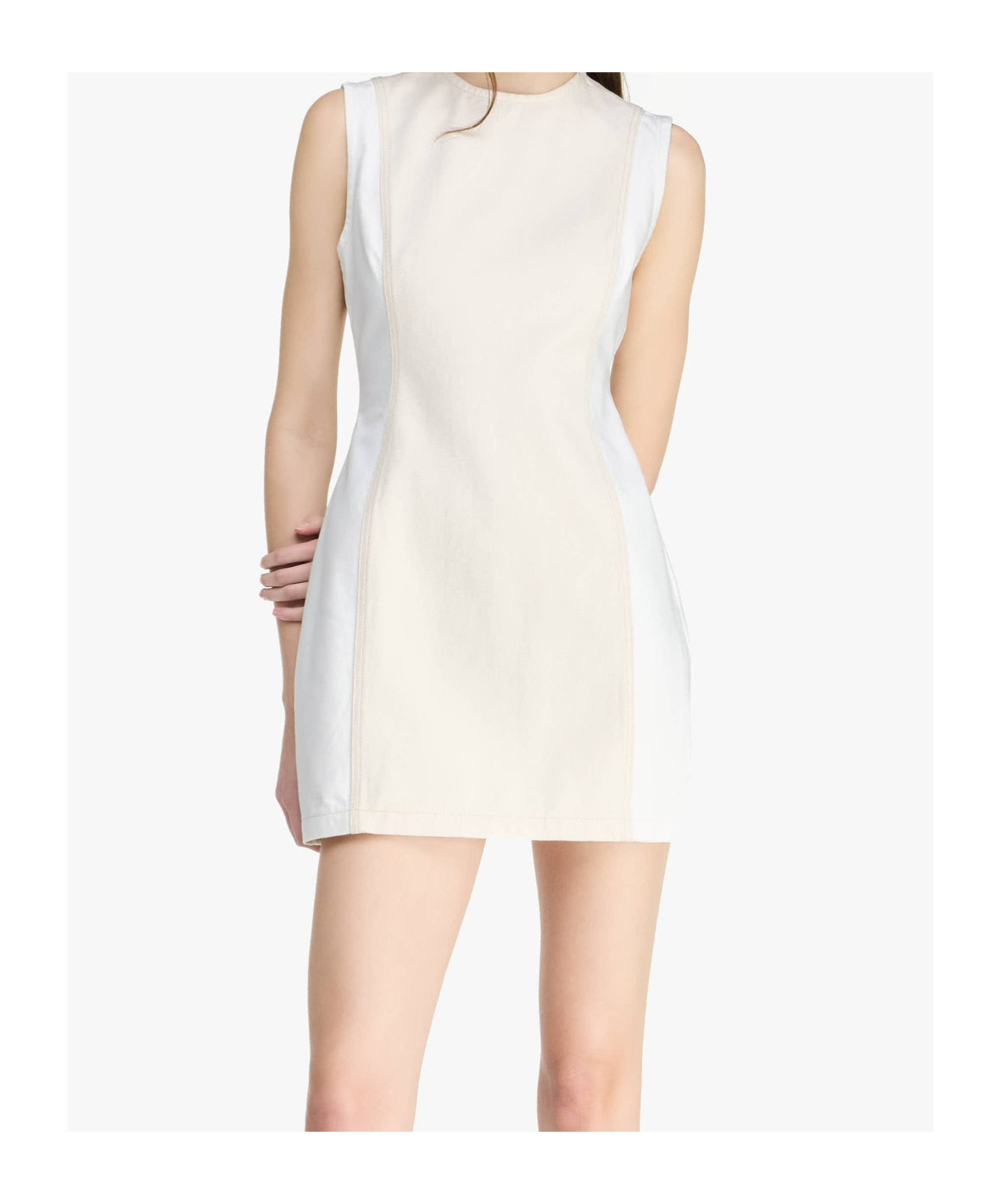 Jw Anderson Paneled Sleeveless Mini Shift Dress In White