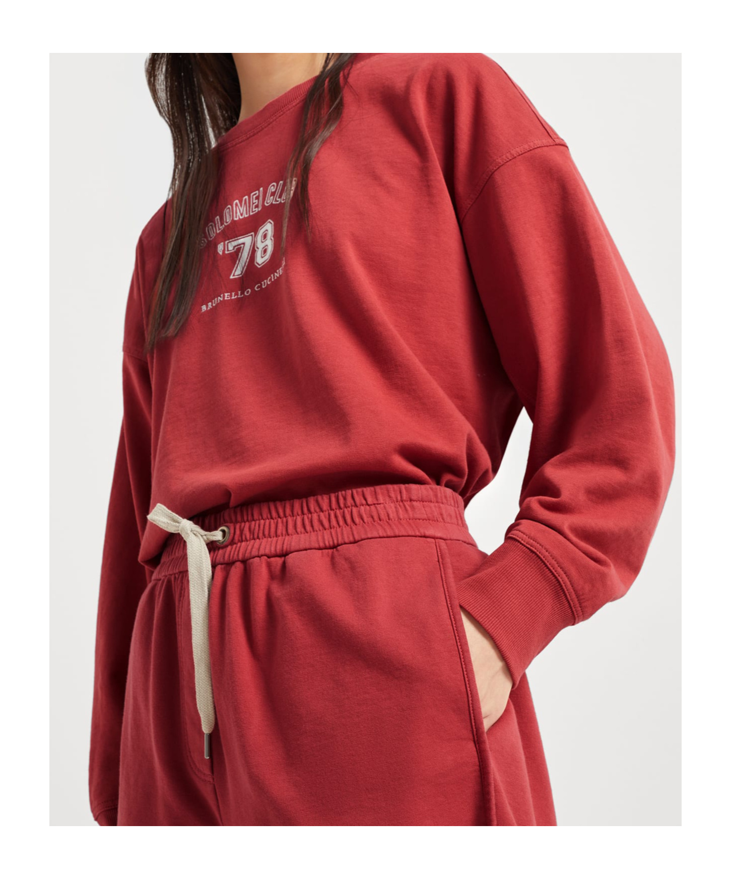 Brunello Cucinelli Red Shorts With Elastic Drawstring Waist In Cotton Man In Red