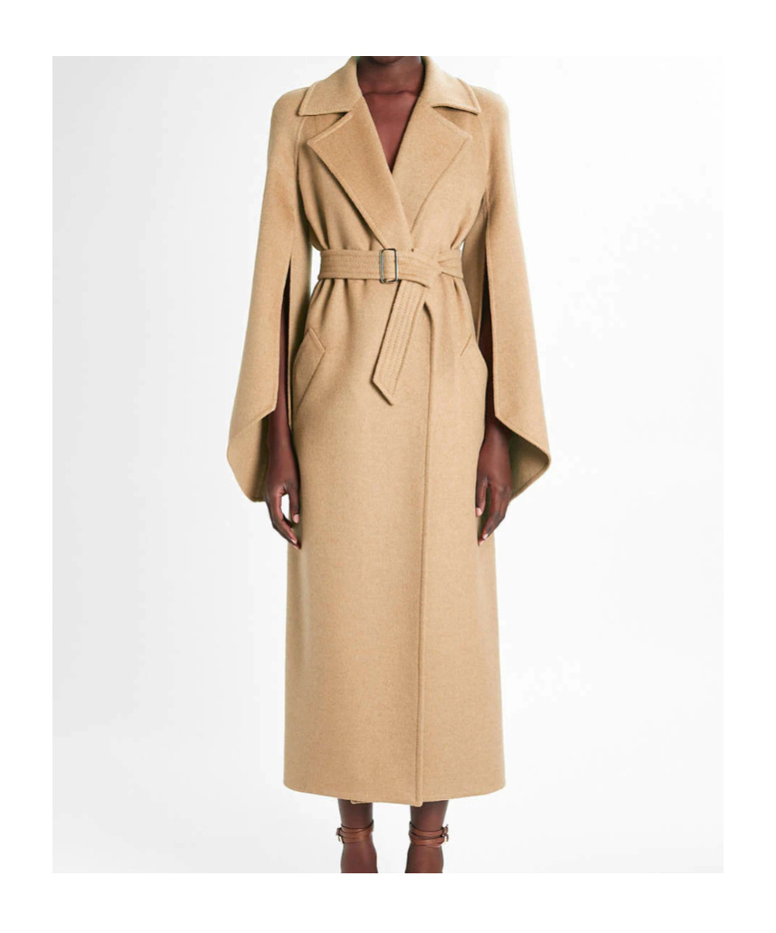 Max Mara Long-sleeved Lapel Coat In Brown