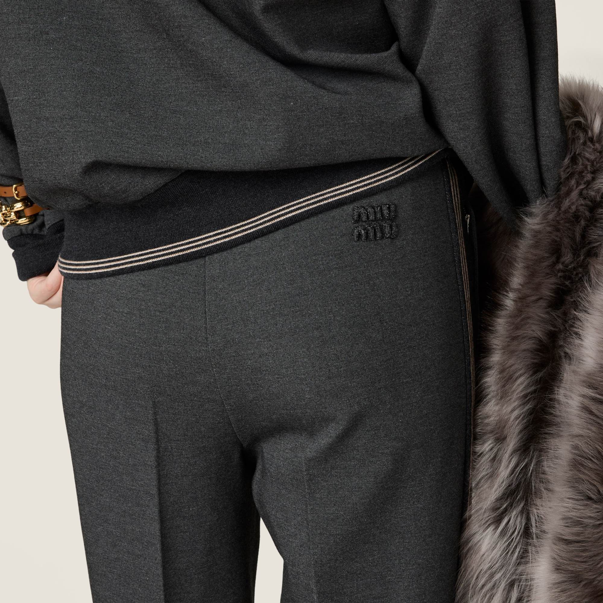Miu Miu Fabric Stitch Knit Pants In Gray