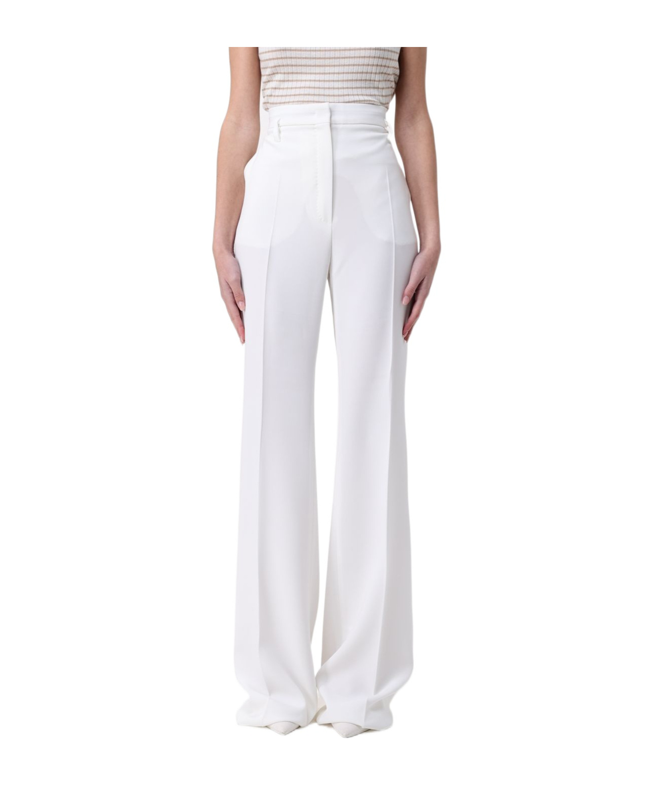 Max Mara Pleated Casual Pants In White