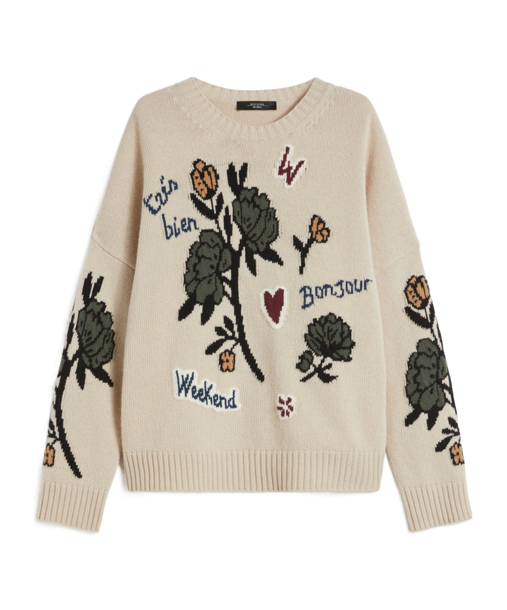 Weekend Max Mara Virgin Wool Intarsia Sweater In Multi