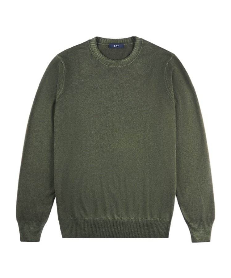 Fay Round Neck Sweater In Green
