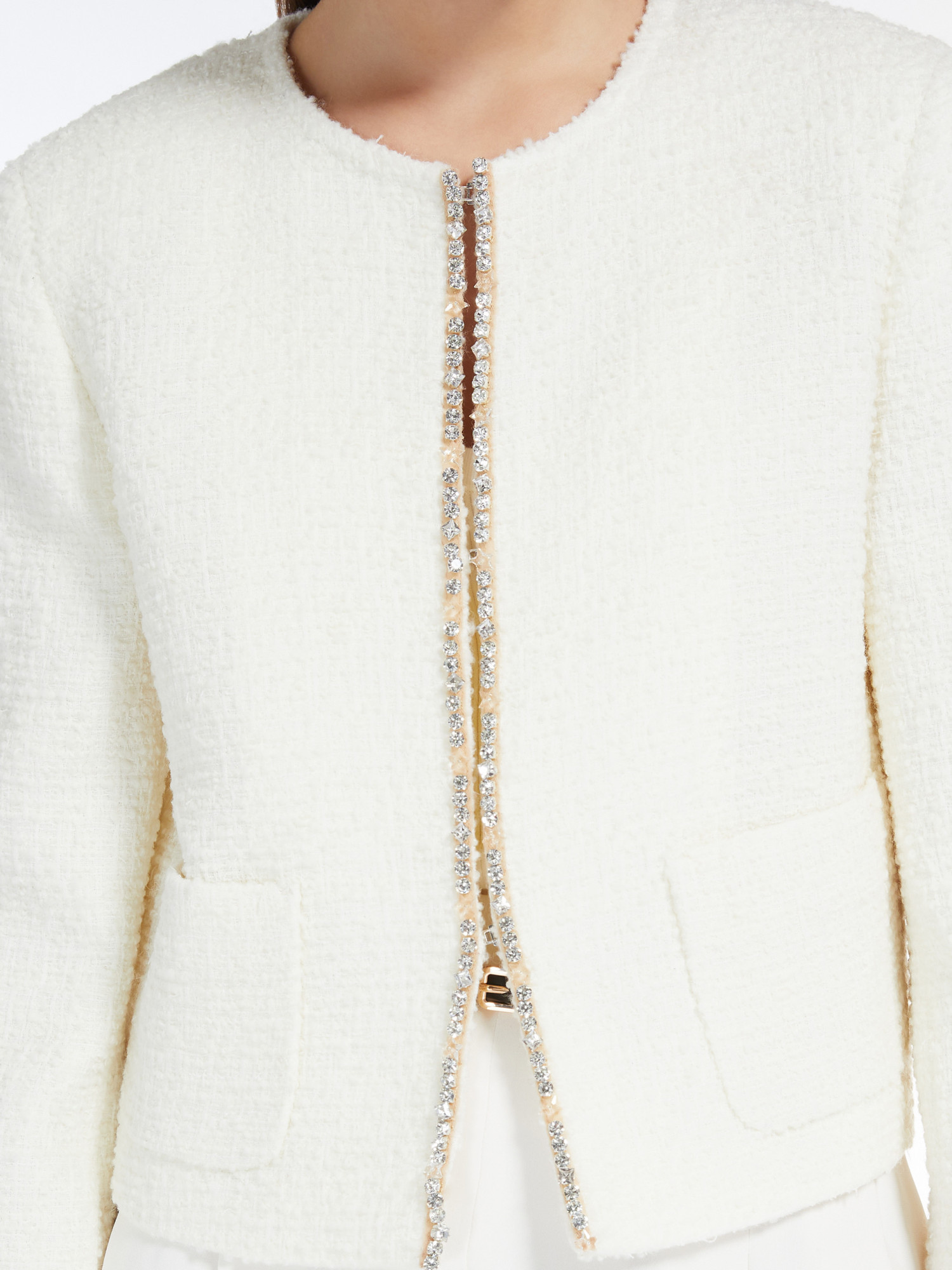 Shop Max Mara Round-neck Wool Jacket In White