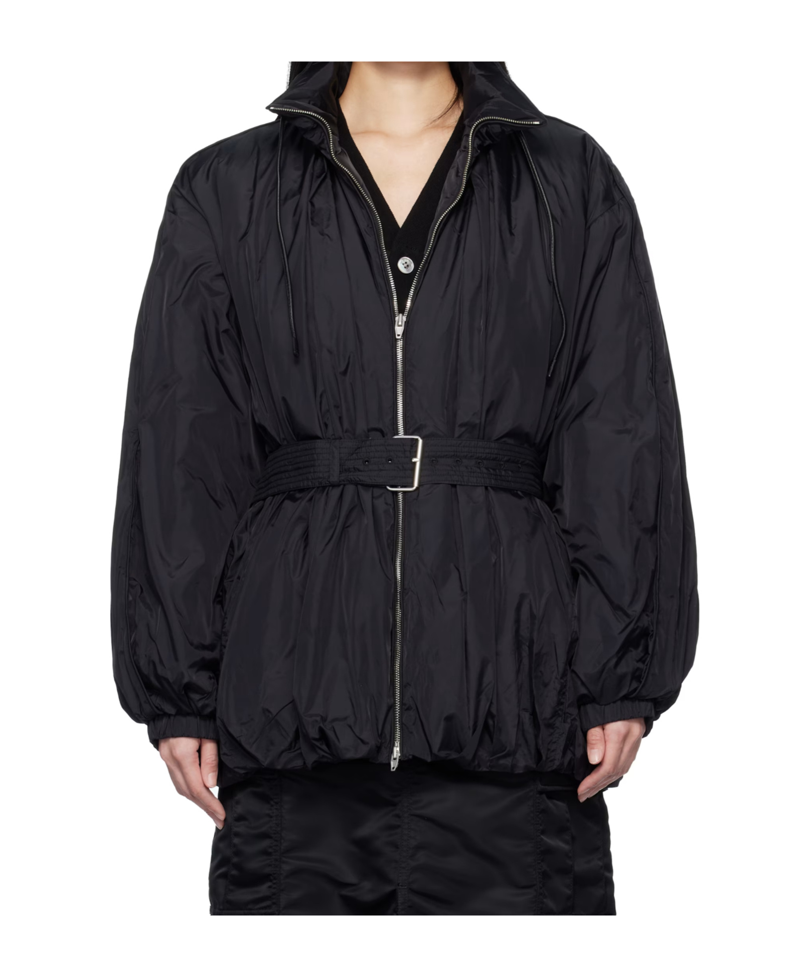 Juunj Padded Windbreaker Jacket In Black