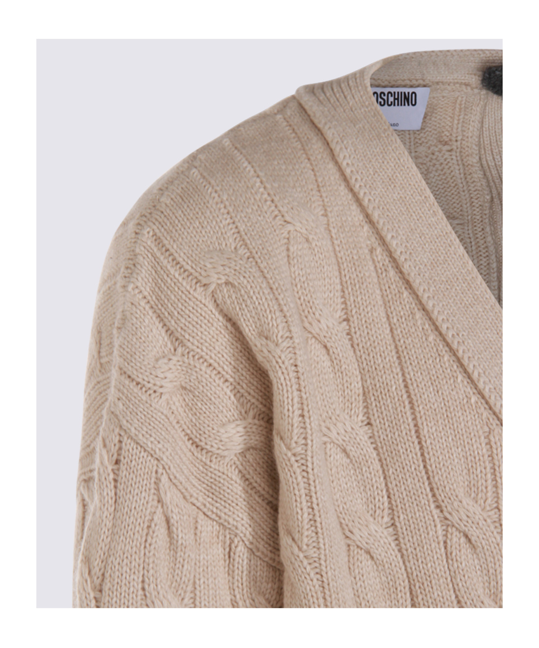Moschino Dual-tone Cable Knit Crewneck Sweater In Black