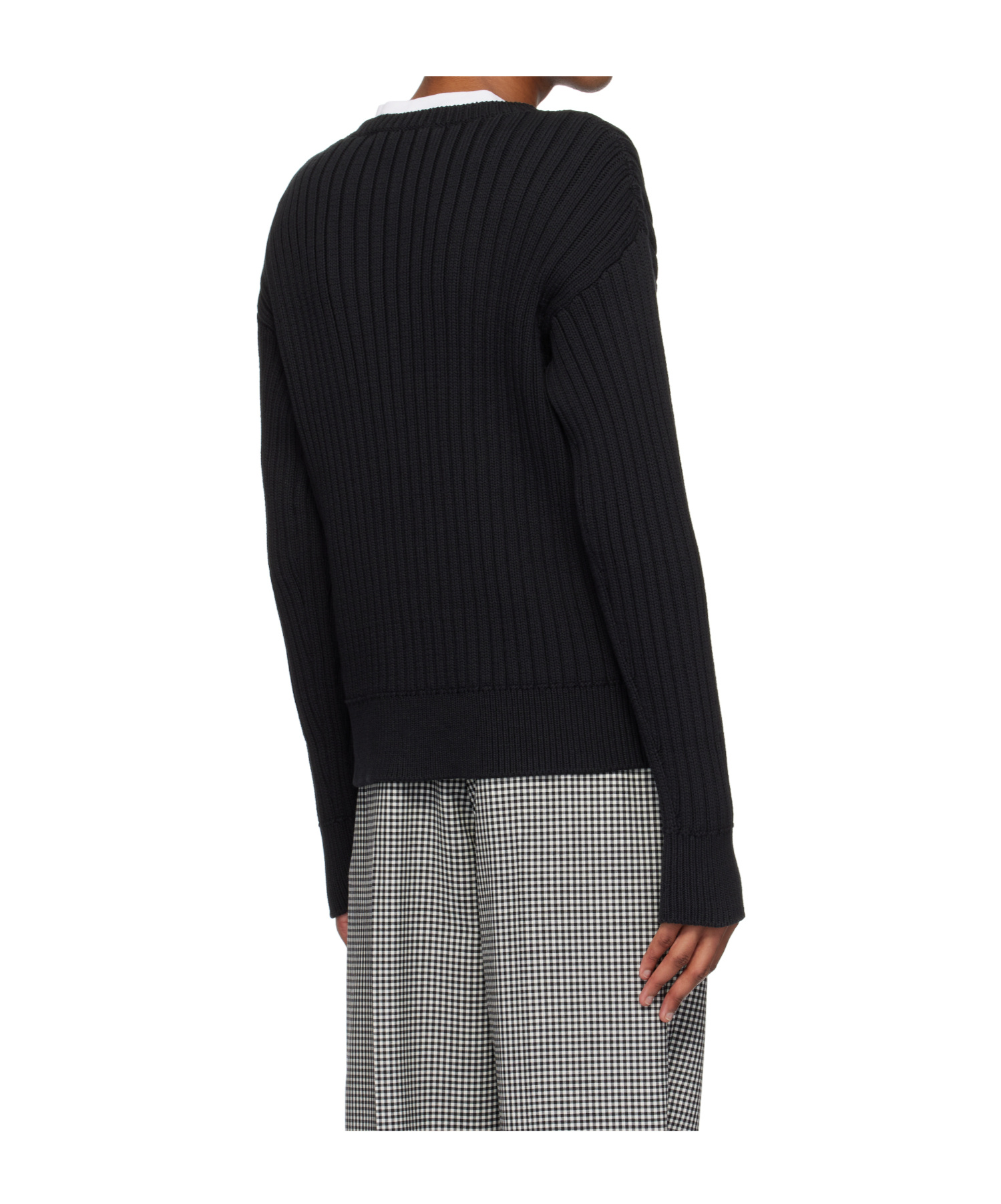 Shop Marni Cable Logo Crewneck Sweater In Black
