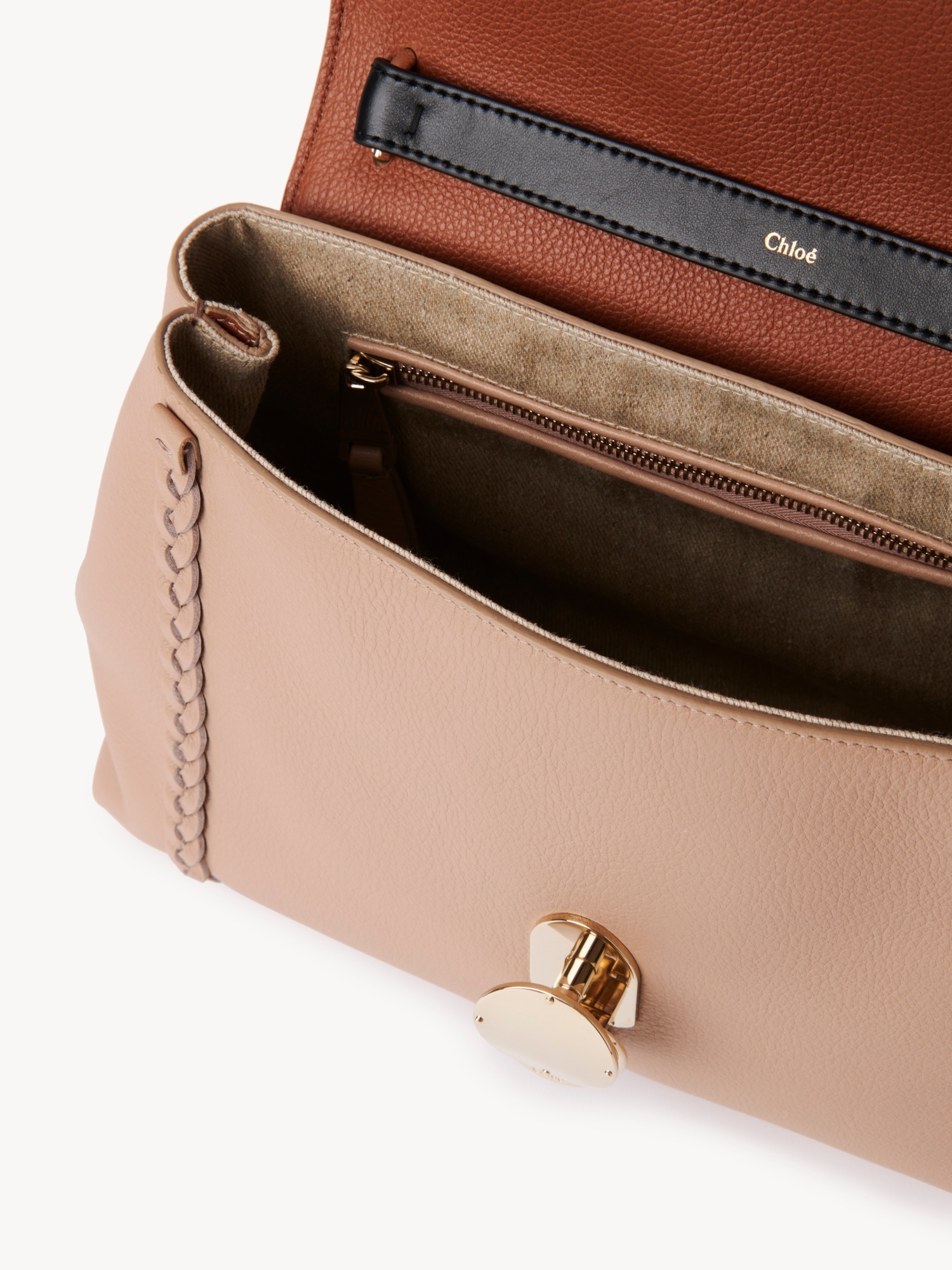 Chloé Medium Penelope Leather Shoulder Bag In Nude