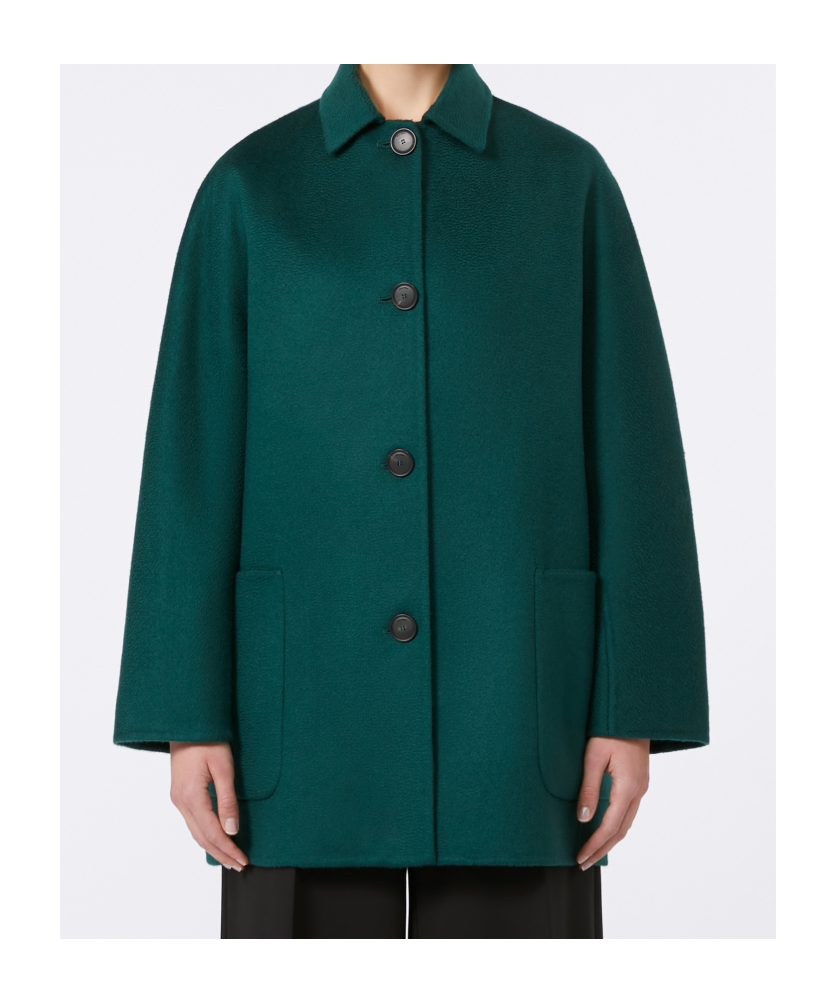 Max Mara Short Pure Cashmere Coat In Green