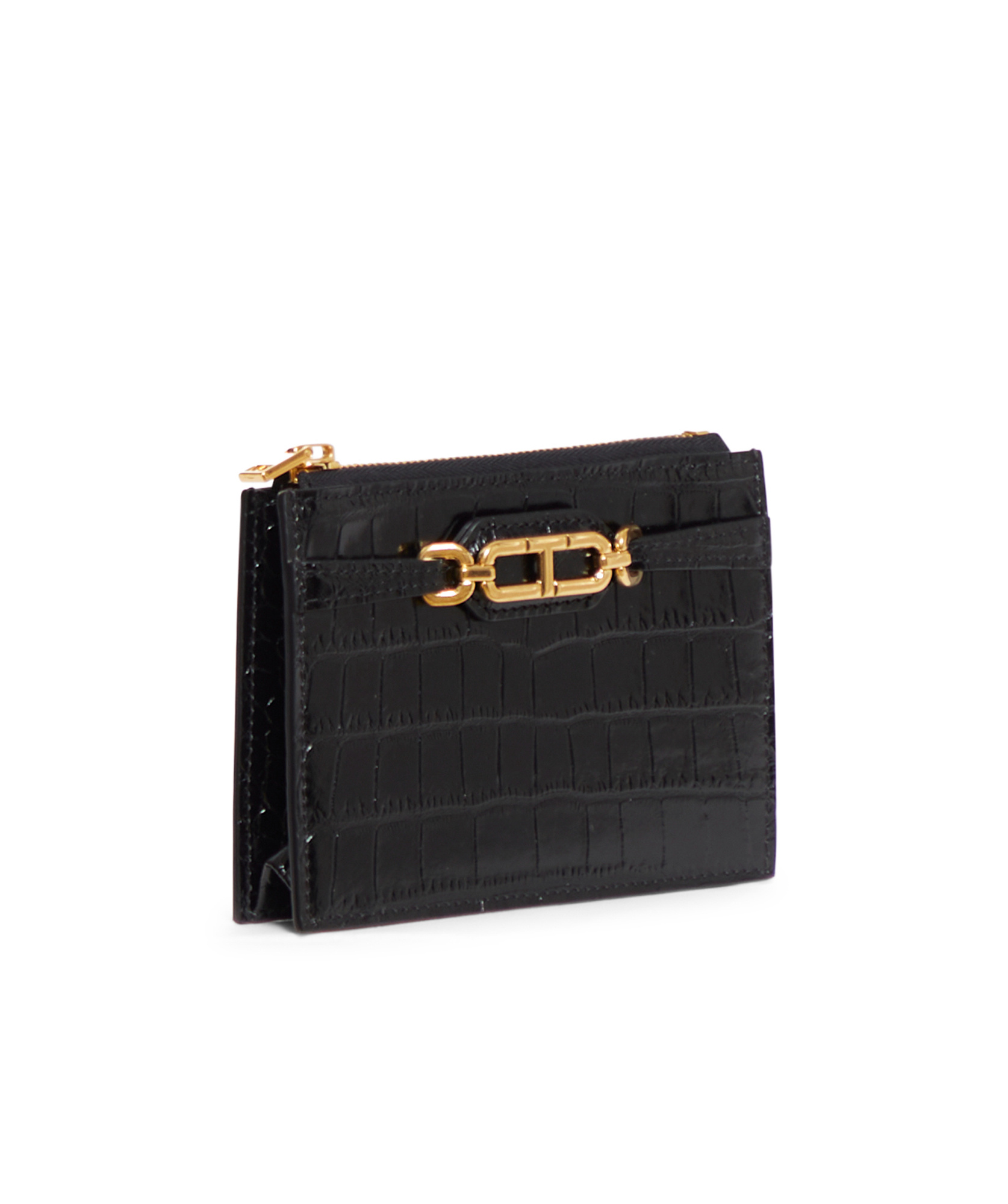 Tom Ford Embossed Whitney Zipped Card Holder In Black