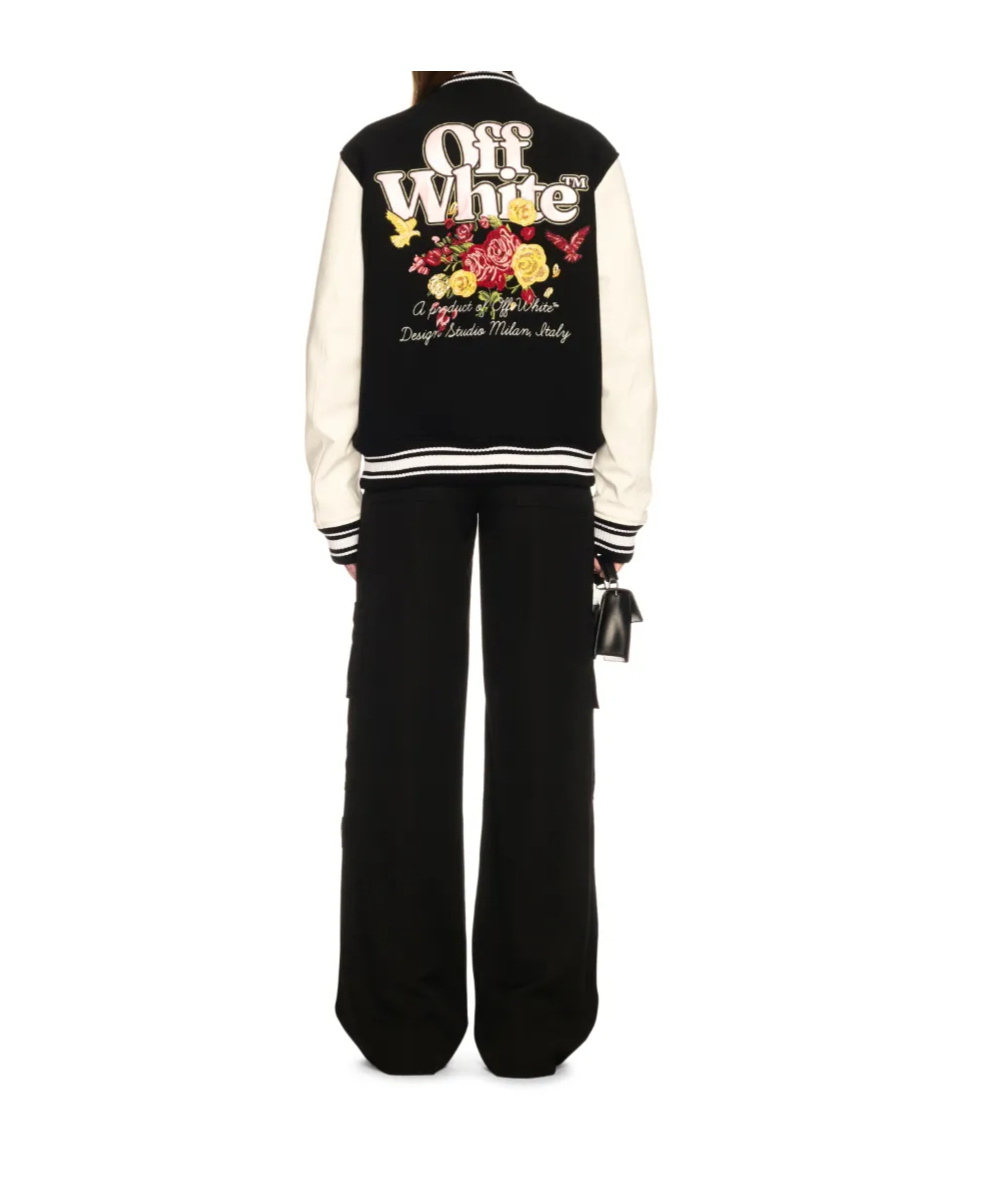Off-white Floral-embroidered Bomber Jacket In Black
