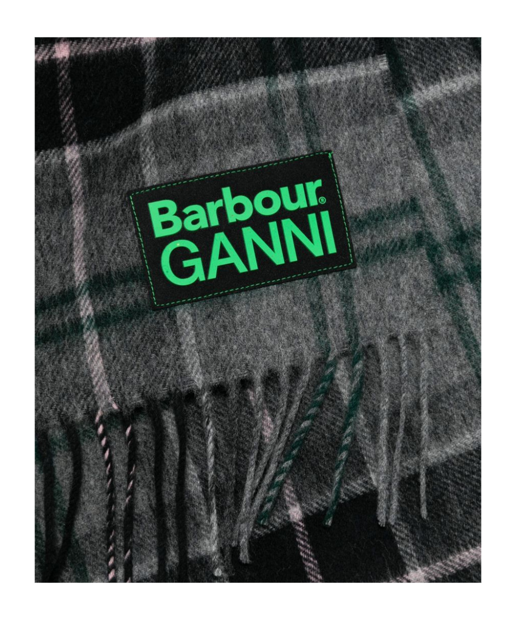Barbour X Ganni Checked Scarf In Black
