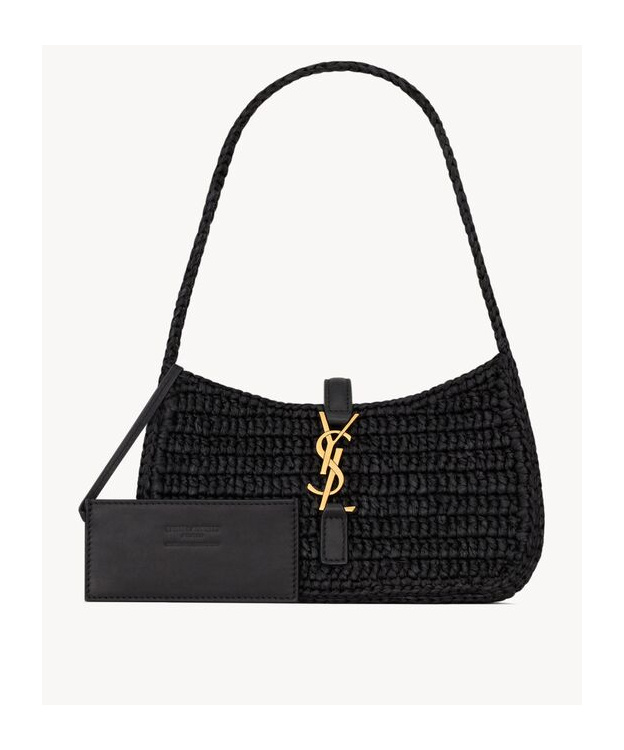Saint Laurent Mini Le 5 À 7 In Raffia In Black