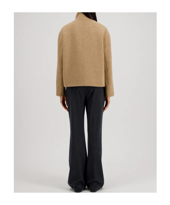 Harris Wharf London Cropped Funnel Jacket Boucle In Brown